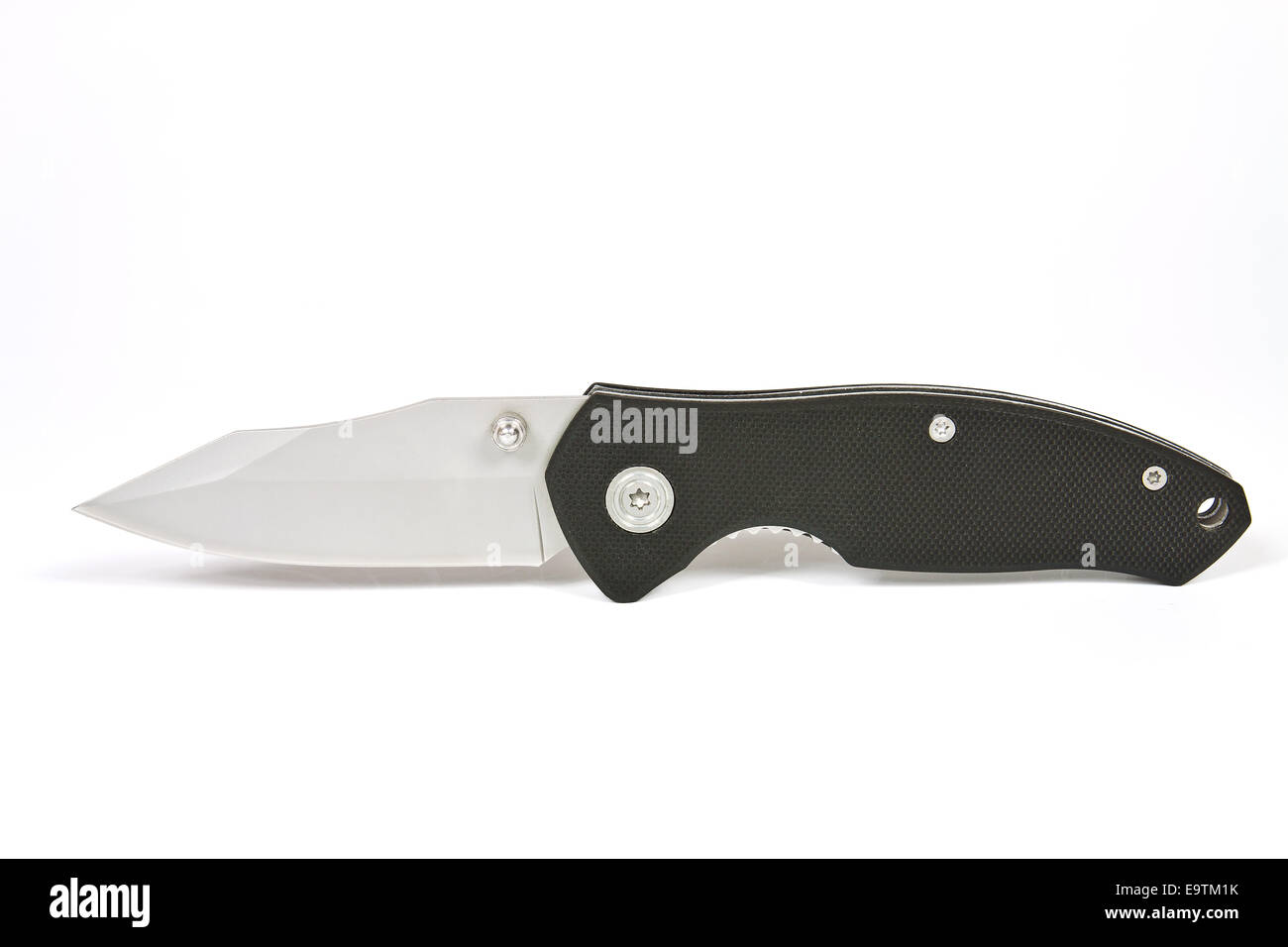 Folding pocket knife with a locking mechanism on a white background