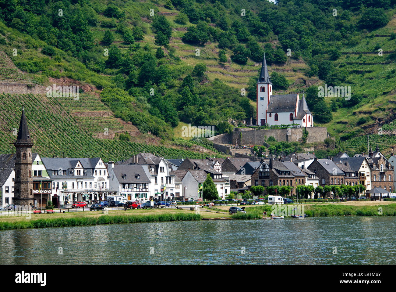 Hatzenport village and church Lower Moselle River Moselle Germany Stock Photo