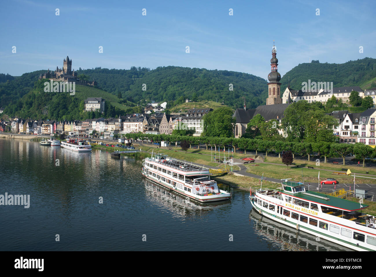 Panoramic view Cochem Moselle river Germany Stock Photo
