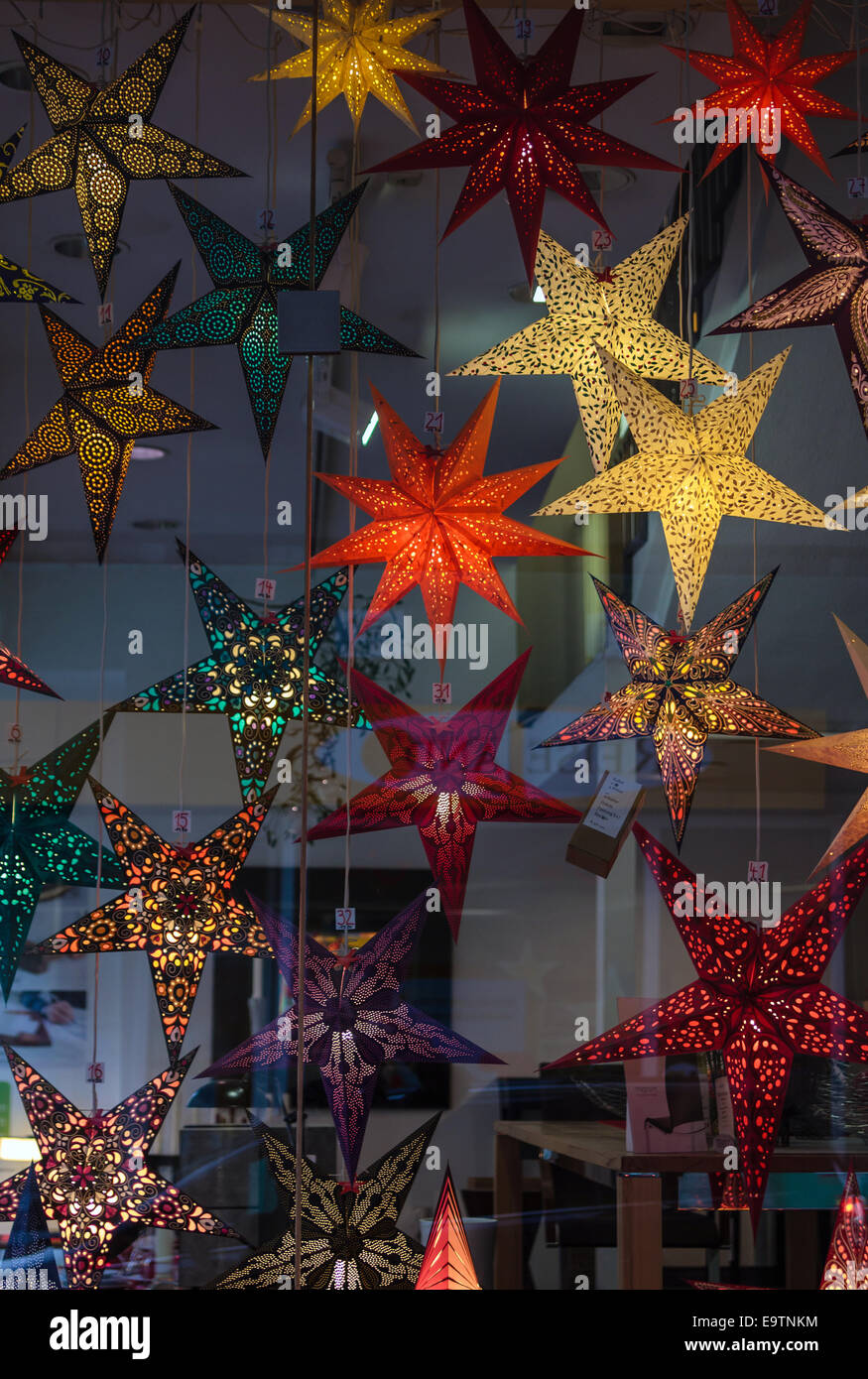 Hand-crafted star lights Stock Photo