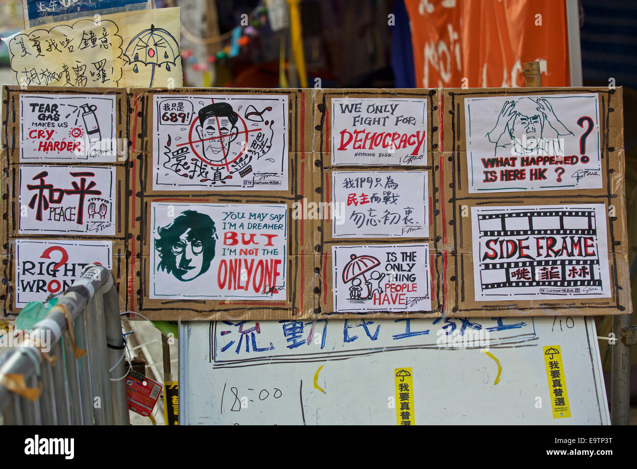Pro-Democracy Student Camp. Hennessy Road, Causeway Bay, Hong Kong. Stock Photo