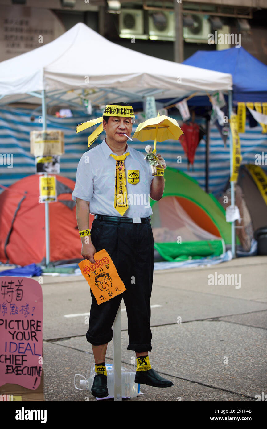 Pro-Democracy Student Camp. Hennessy Road, Causeway Bay, Hong Kong. Stock Photo