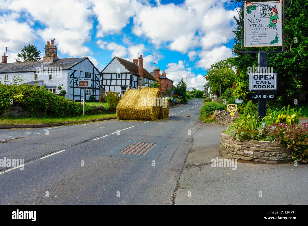 A shed load of straw bales left on the A4111 at Eardisley Herefordshire