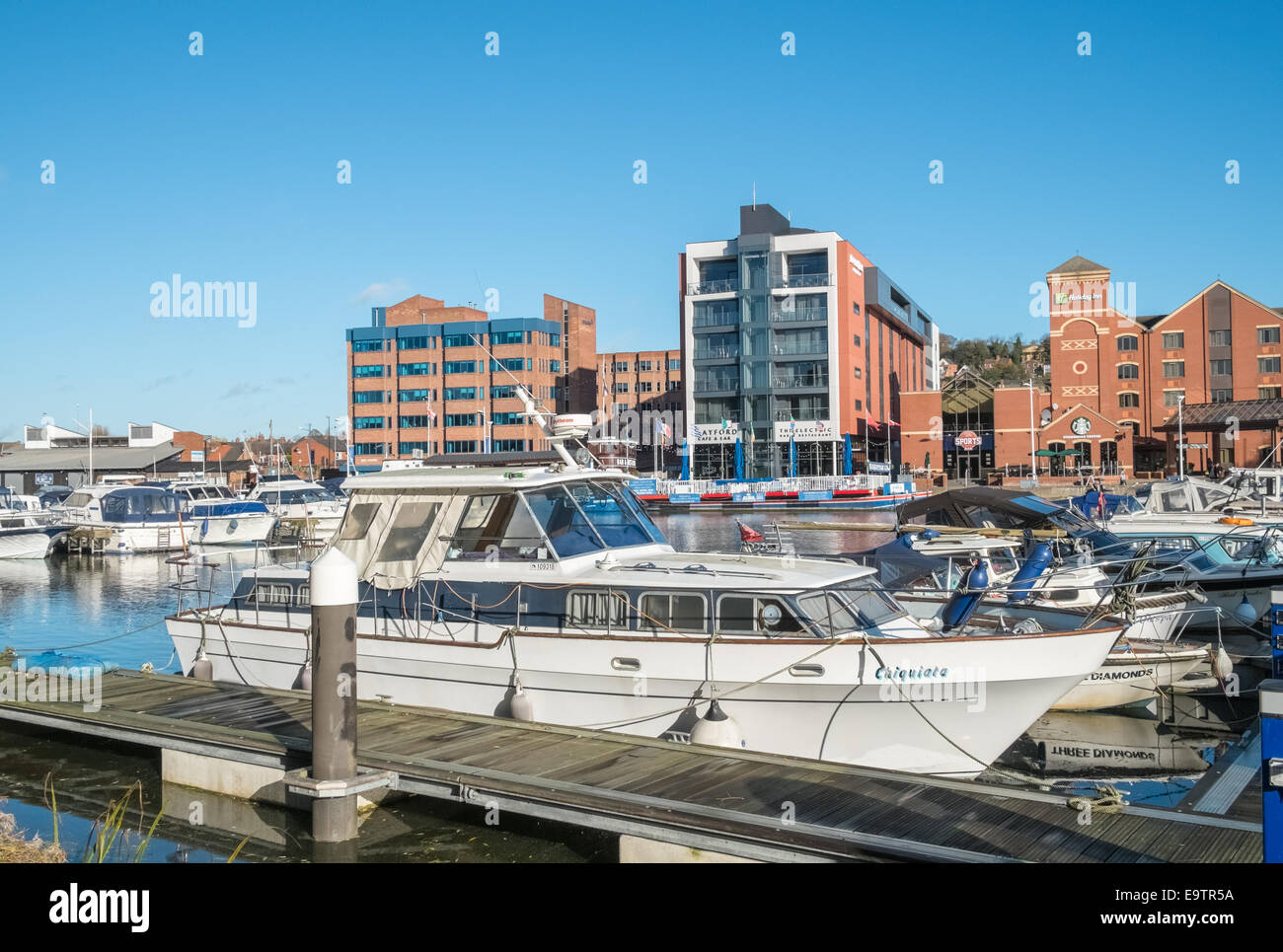 Boat moorings, Brayford Pool, Lincoln, Lincolnshire UK Stock Photo