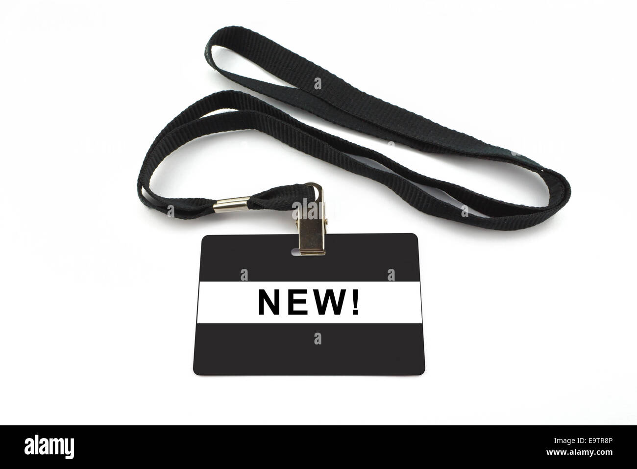 new badge with strip isolated on white background Stock Photo - Alamy