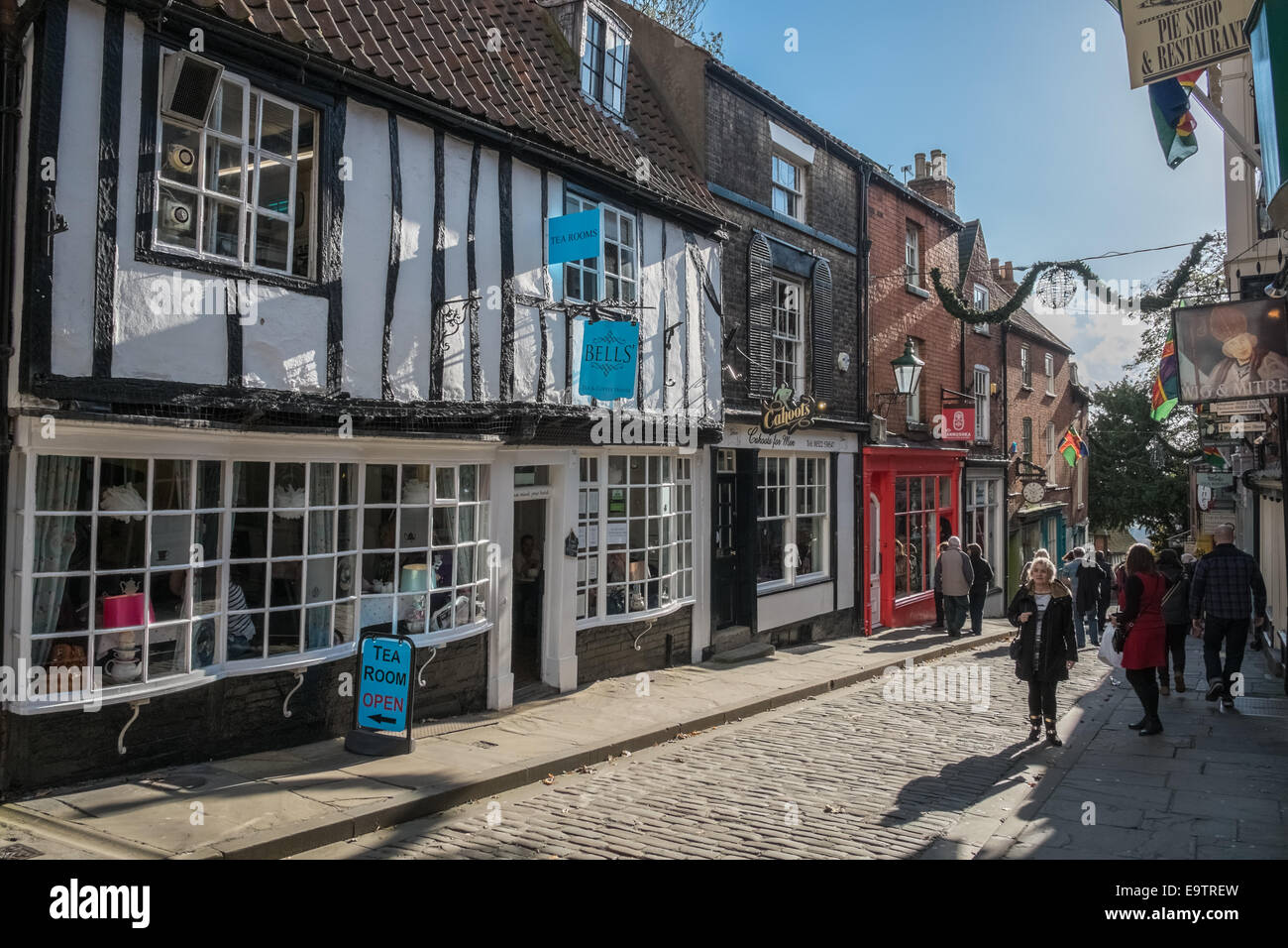 Bells Tea Room exterior, Steep Hill, Lincoln, Lincolnshire, England UK Stock Photo