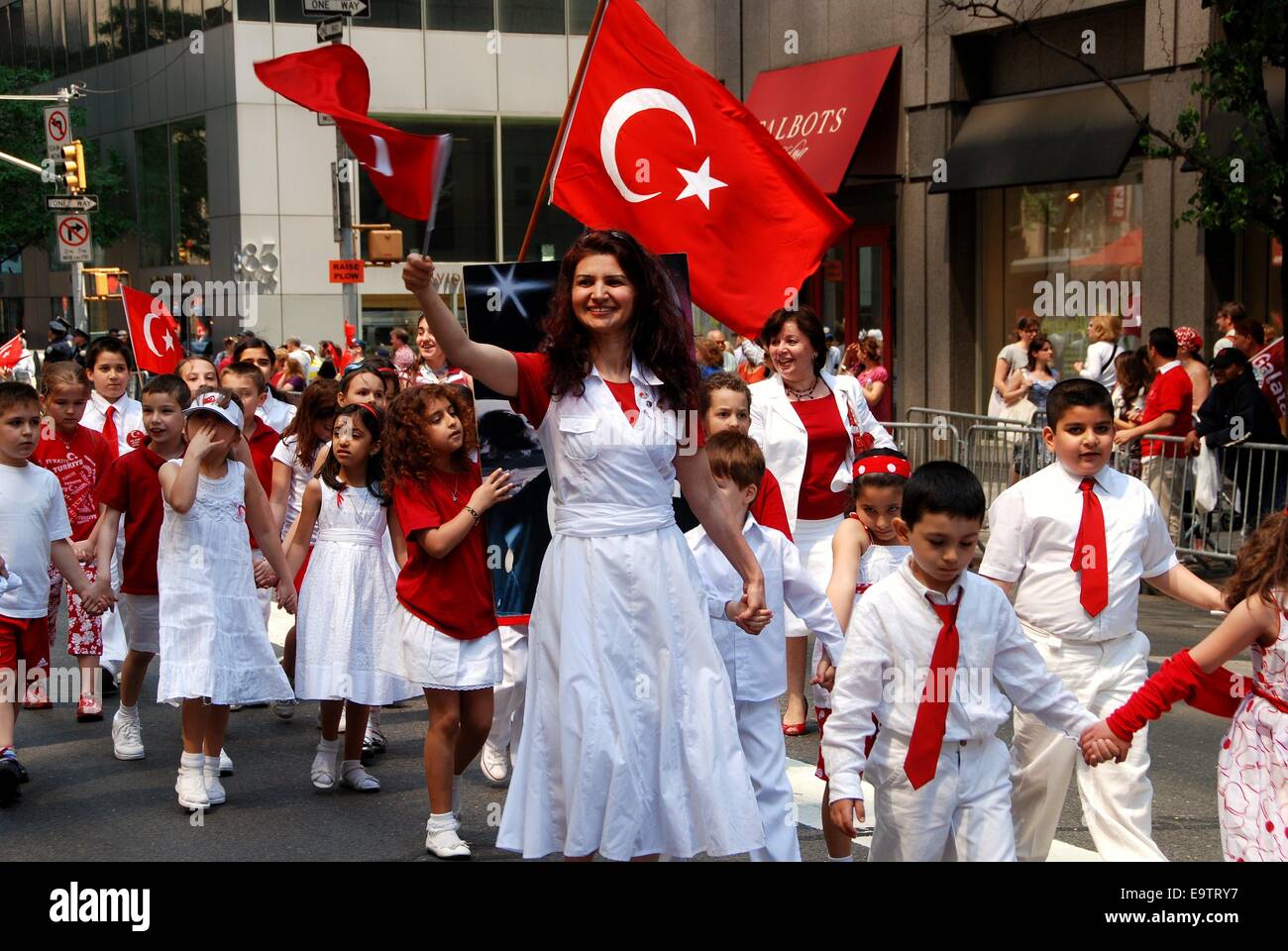 NYC Teacher and students marching in the annual Turkish Day Parade on