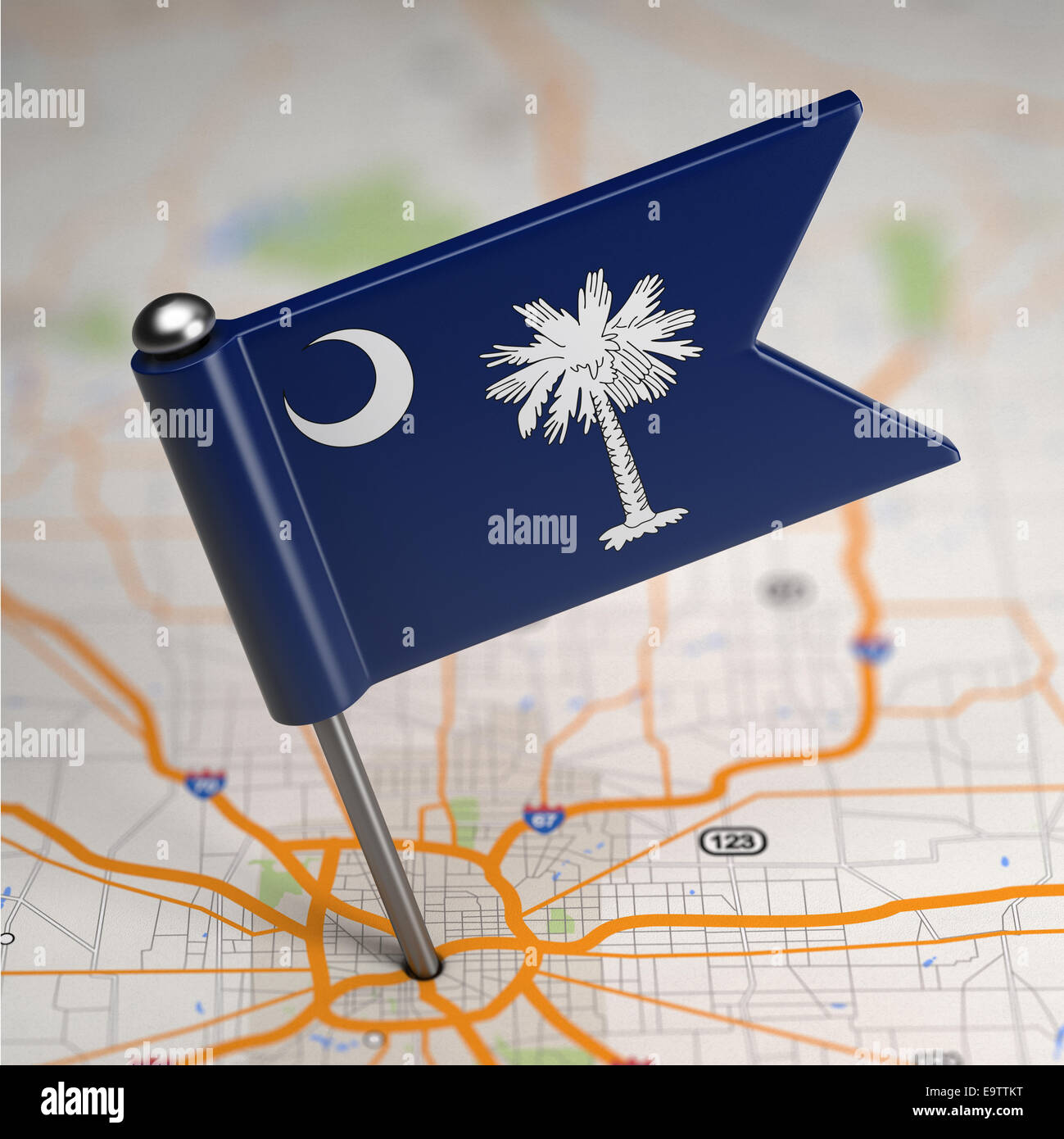 Small Flag of South Carolina on a Map Background with Selective Focus ...