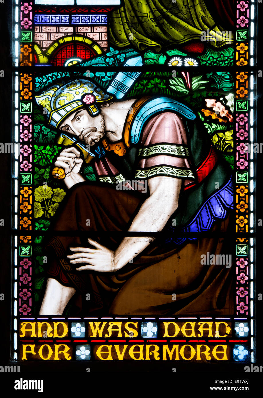 East Window by Frederick Preedy, detail, St. John the Baptist Church, Fladbury, Worcestershire, England, UK Stock Photo