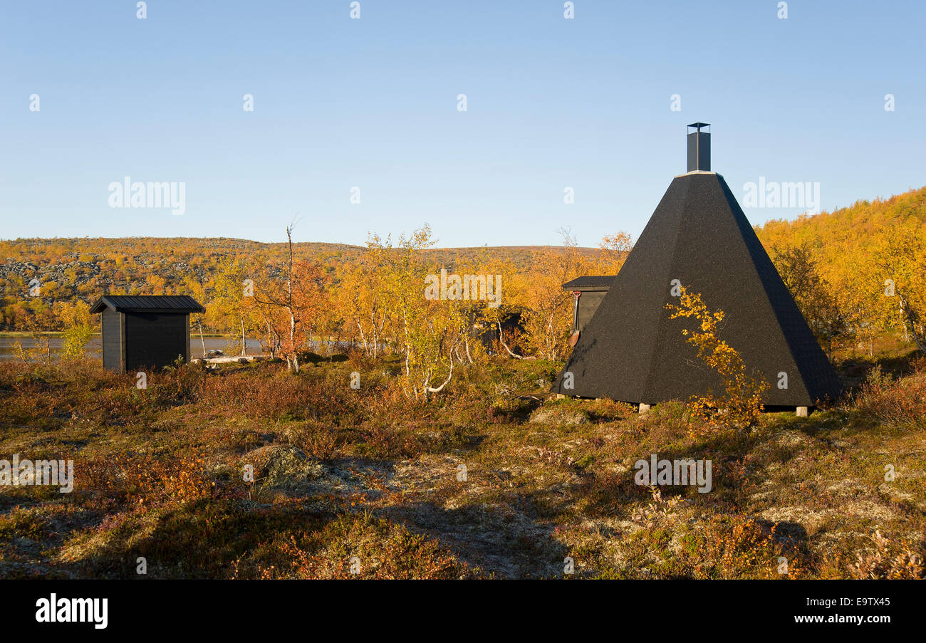 Open wilderness hut at Nammajärvi Stock Photo
