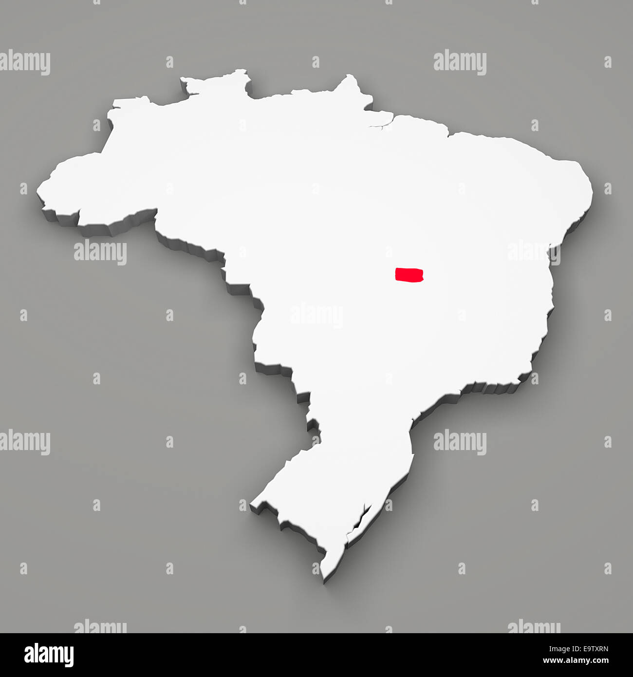 Federal District on map of Brazil on gray background Stock Photo