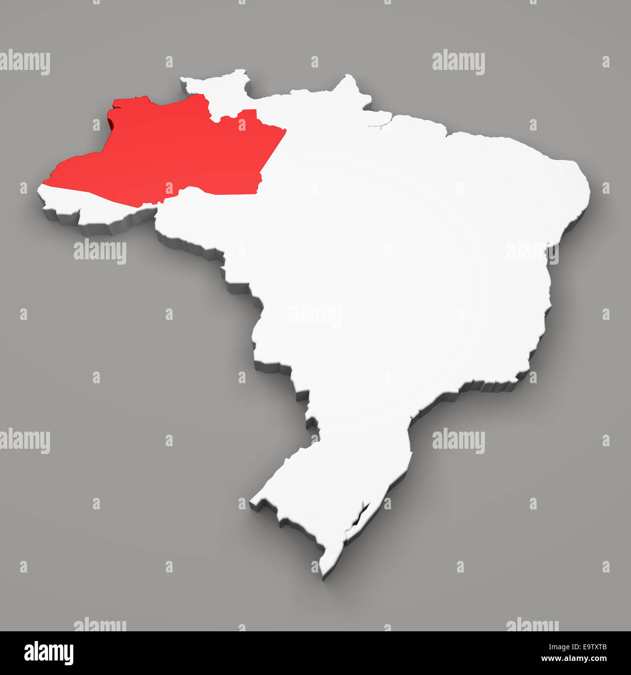 Amazonas state on map of Brazil on gray background Stock Photo