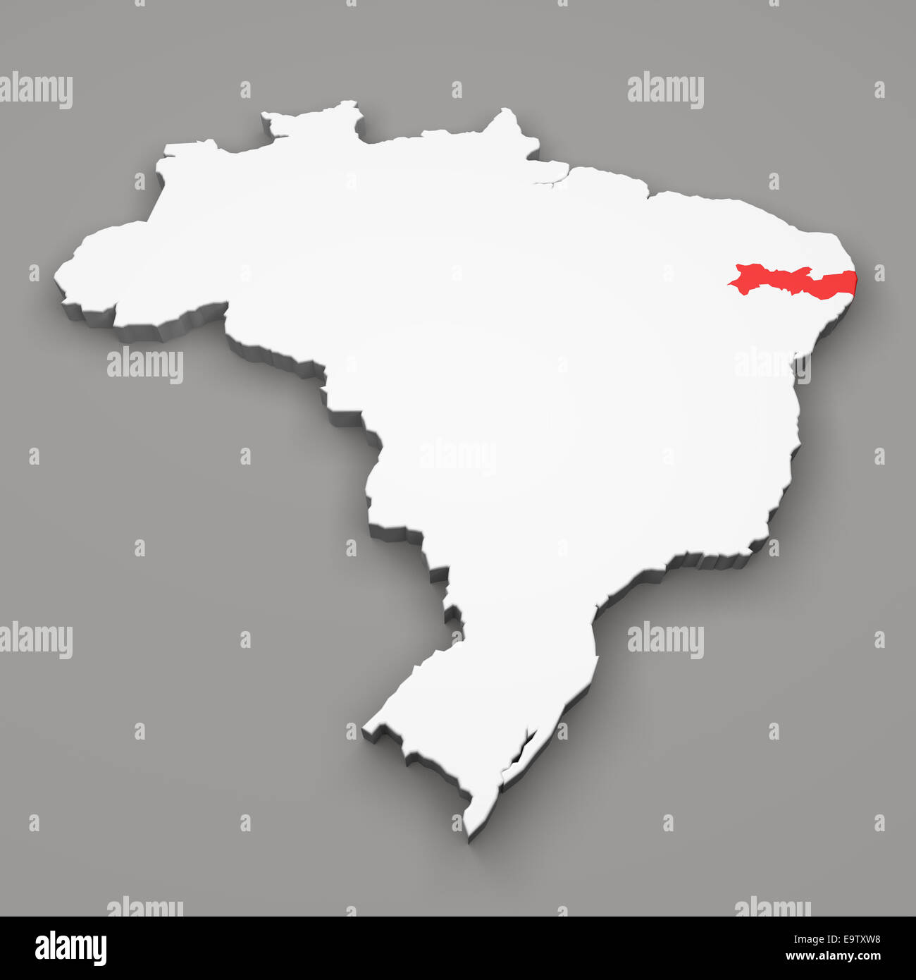 Pernambuco state on map of Brazil on gray background Stock Photo