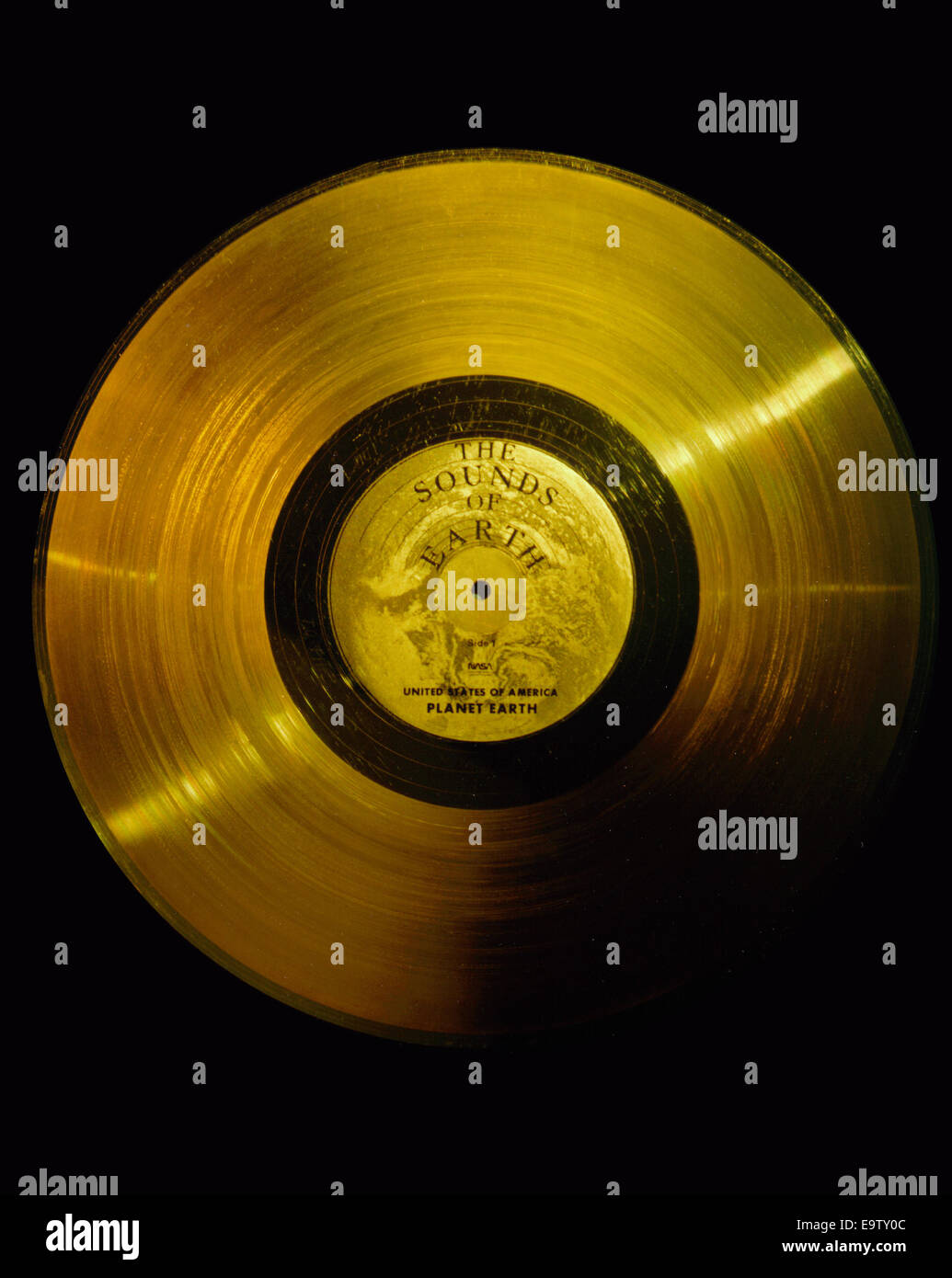 Flying aboard Voyagers 1 and 2 are identical &quot;golden&quot; records, carrying the story of Earth far into deep space. The 12 Stock Photo