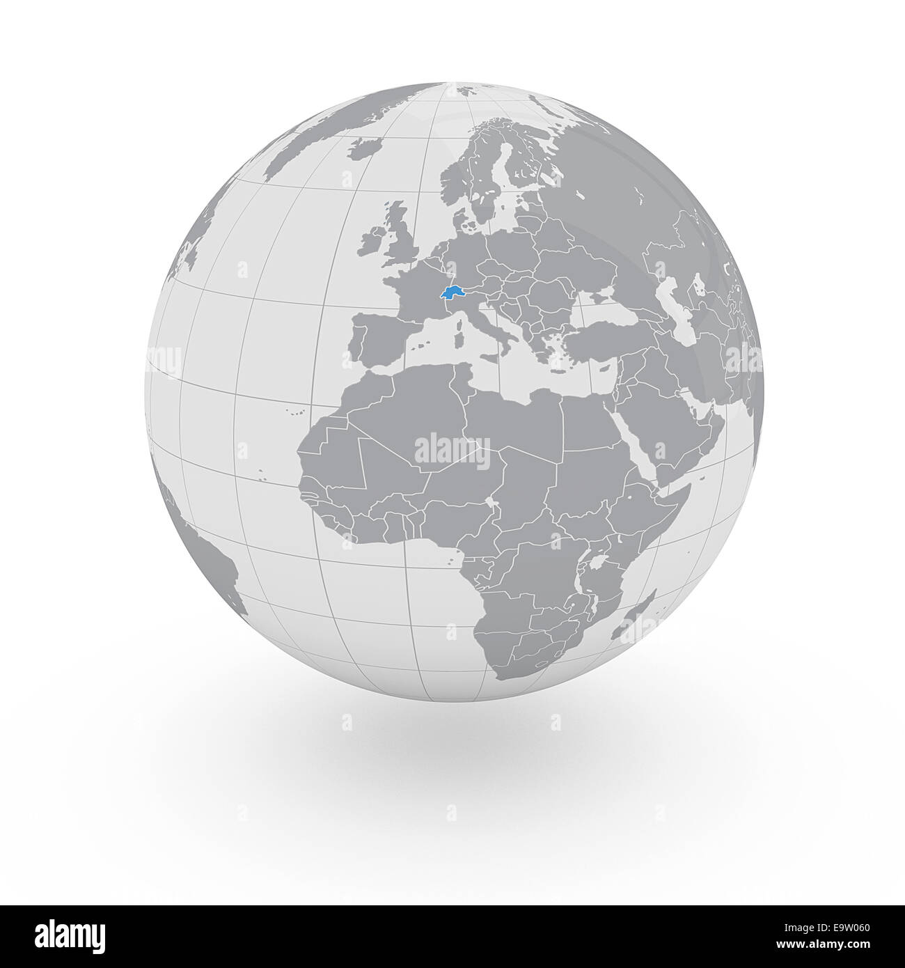 Switzerland on globe isolated on white background Stock Photo - Alamy