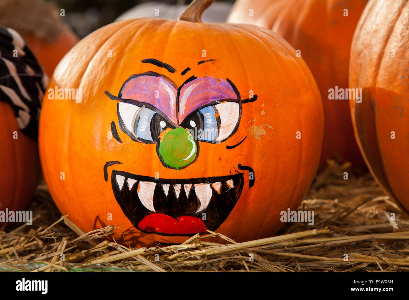 Southport, Merseyside, UK. 2nd November, 2014. Painted Pumpkin Faces on ...