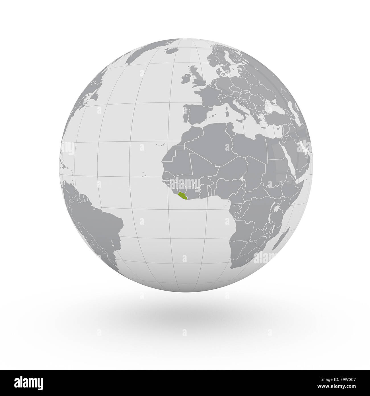 Liberia On Globe Isolated On White Background Stock Photo Alamy   Liberia On Globe Isolated On White Background E9W0C7 