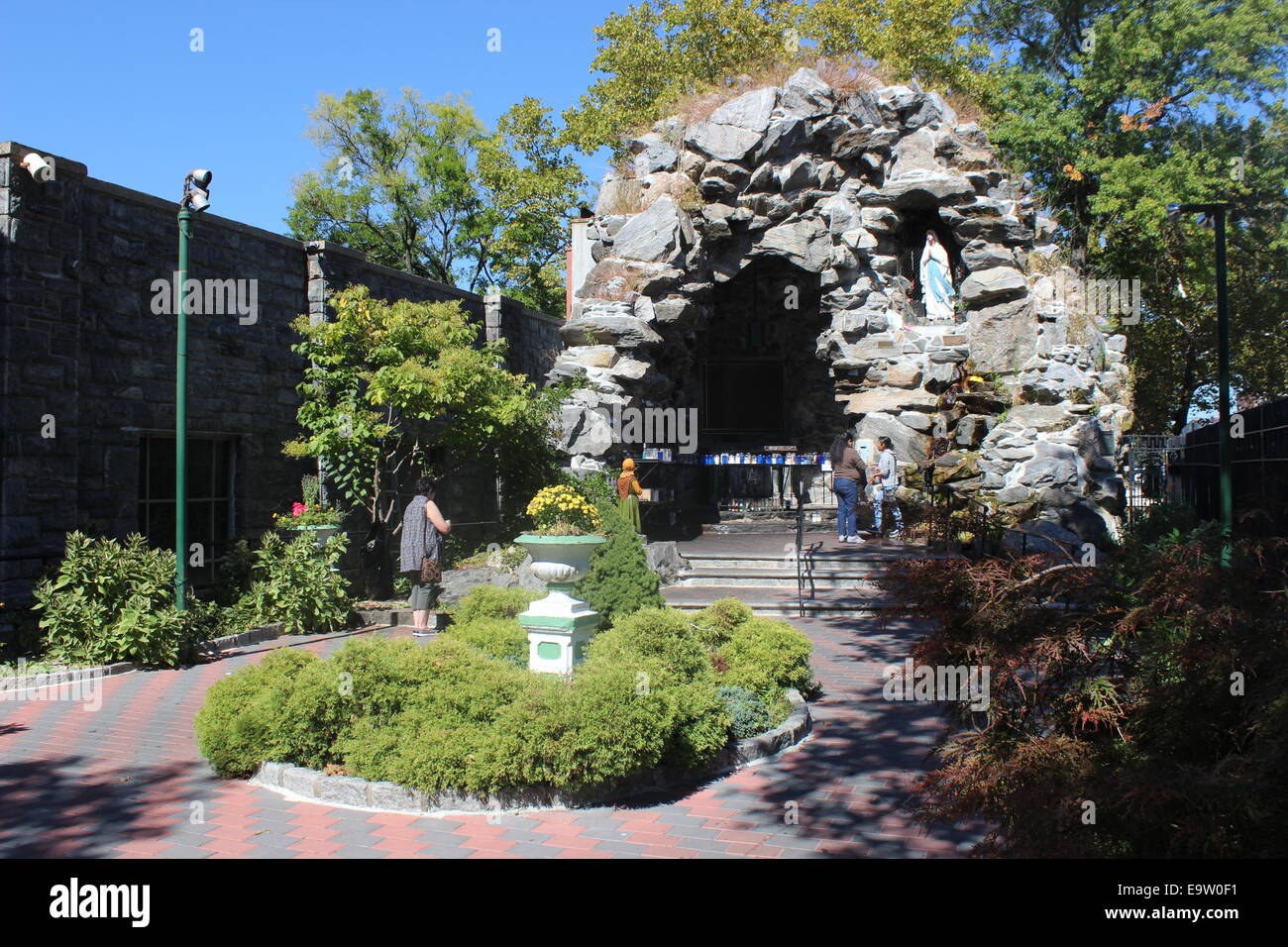 Grotto of Our Lady of Lourdes, Bronx, New York Stock Photo