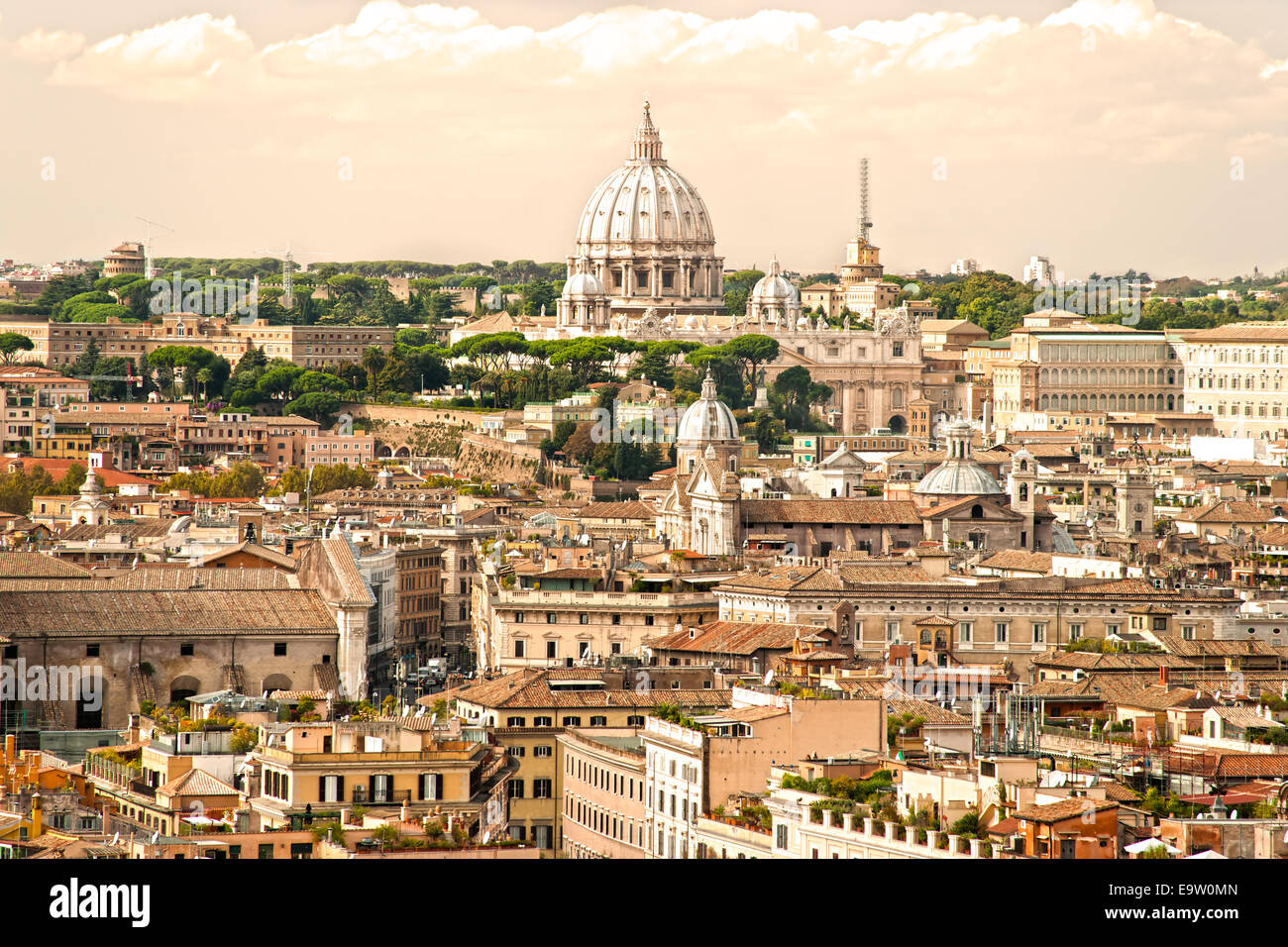 View of  San Peter basilica, Rome, Italy. Stock Photo