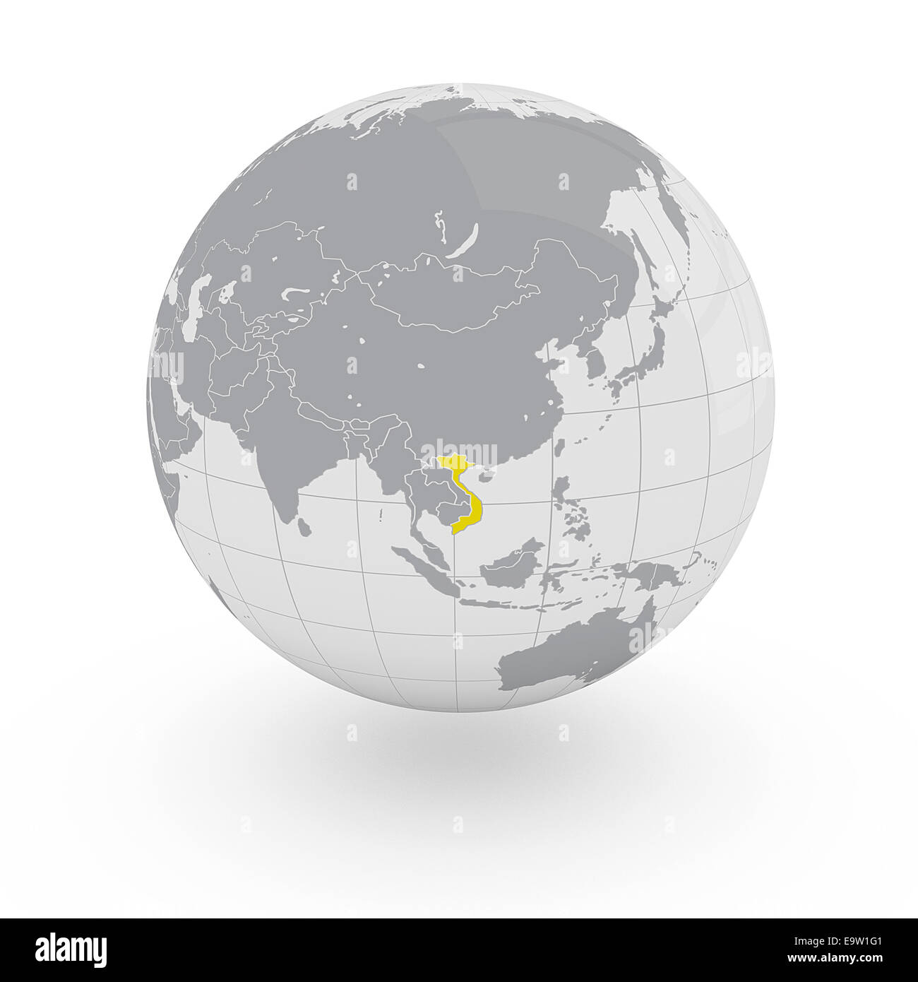 Vietnam on globe isolated on white background Stock Photo - Alamy