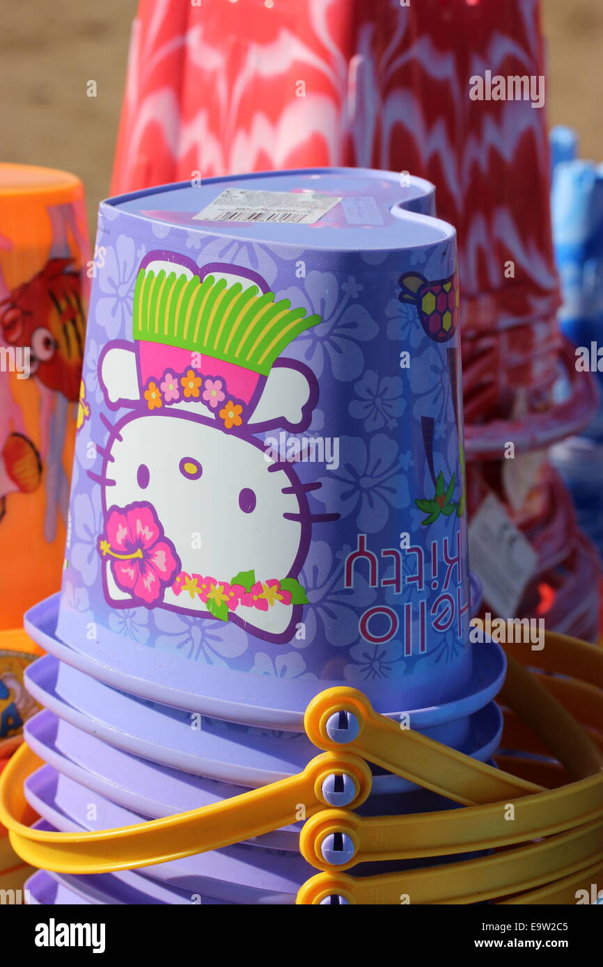 Hello Kitty Beach Buckets Stock Photo