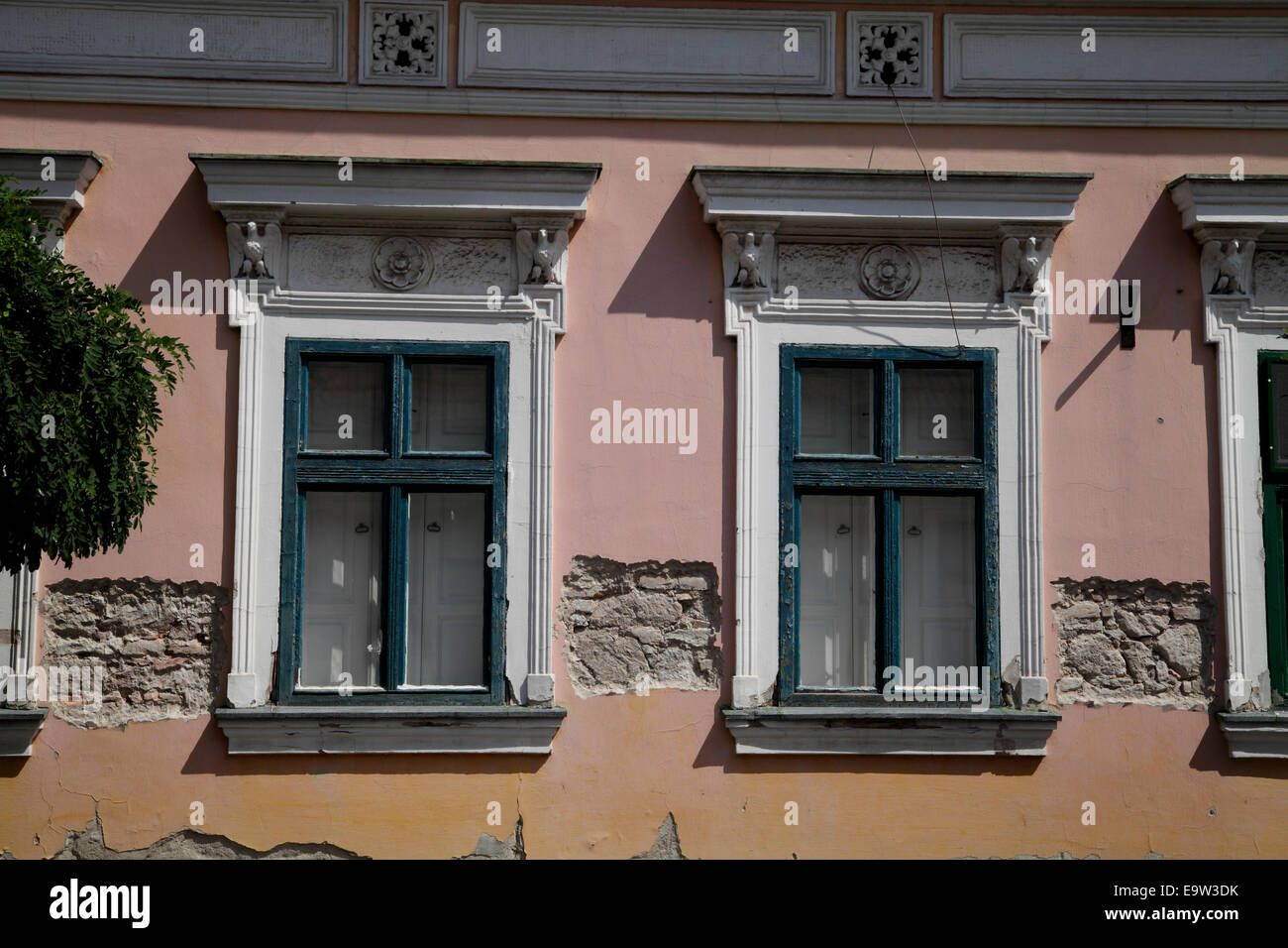 Traditional windows in old house in the village of Szentendre near to Budapest Hungary Stock Photo