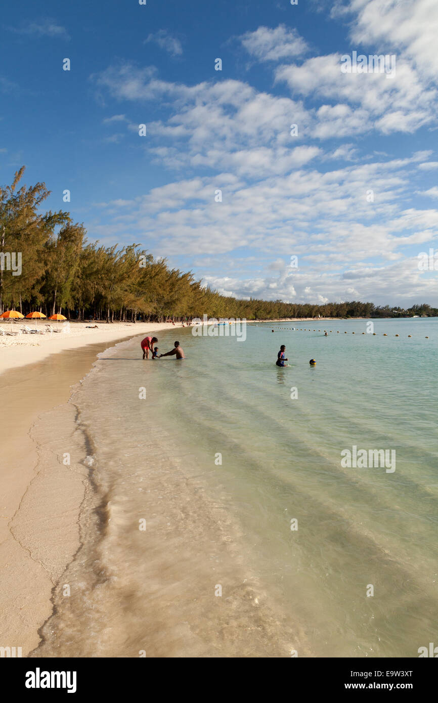 People On Mont Choisy Beach North Coast Mauritius Stock