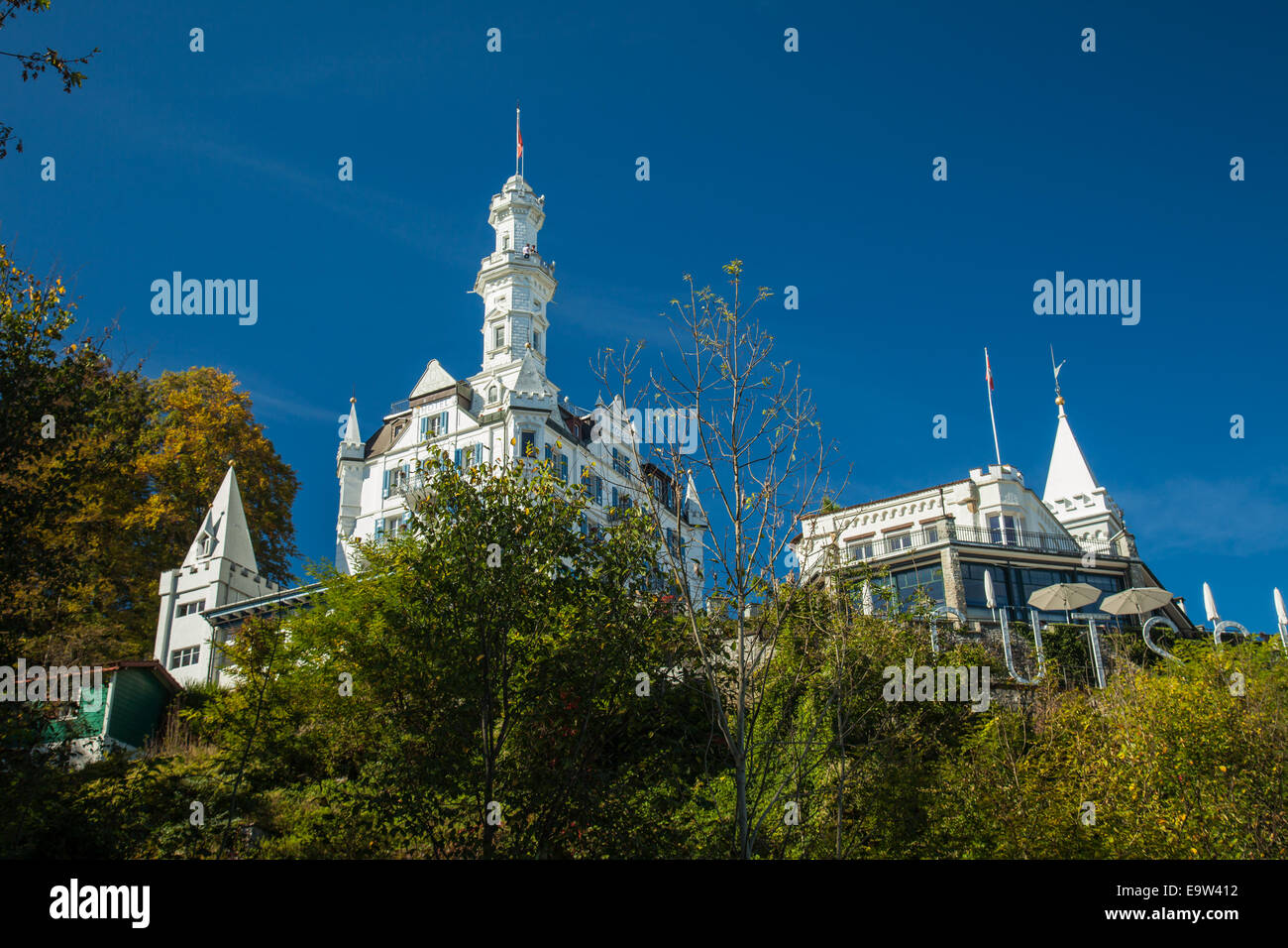 Hotel Château Gütsch (Guetsch), Lucerne, Switzerland. Stock Photo
