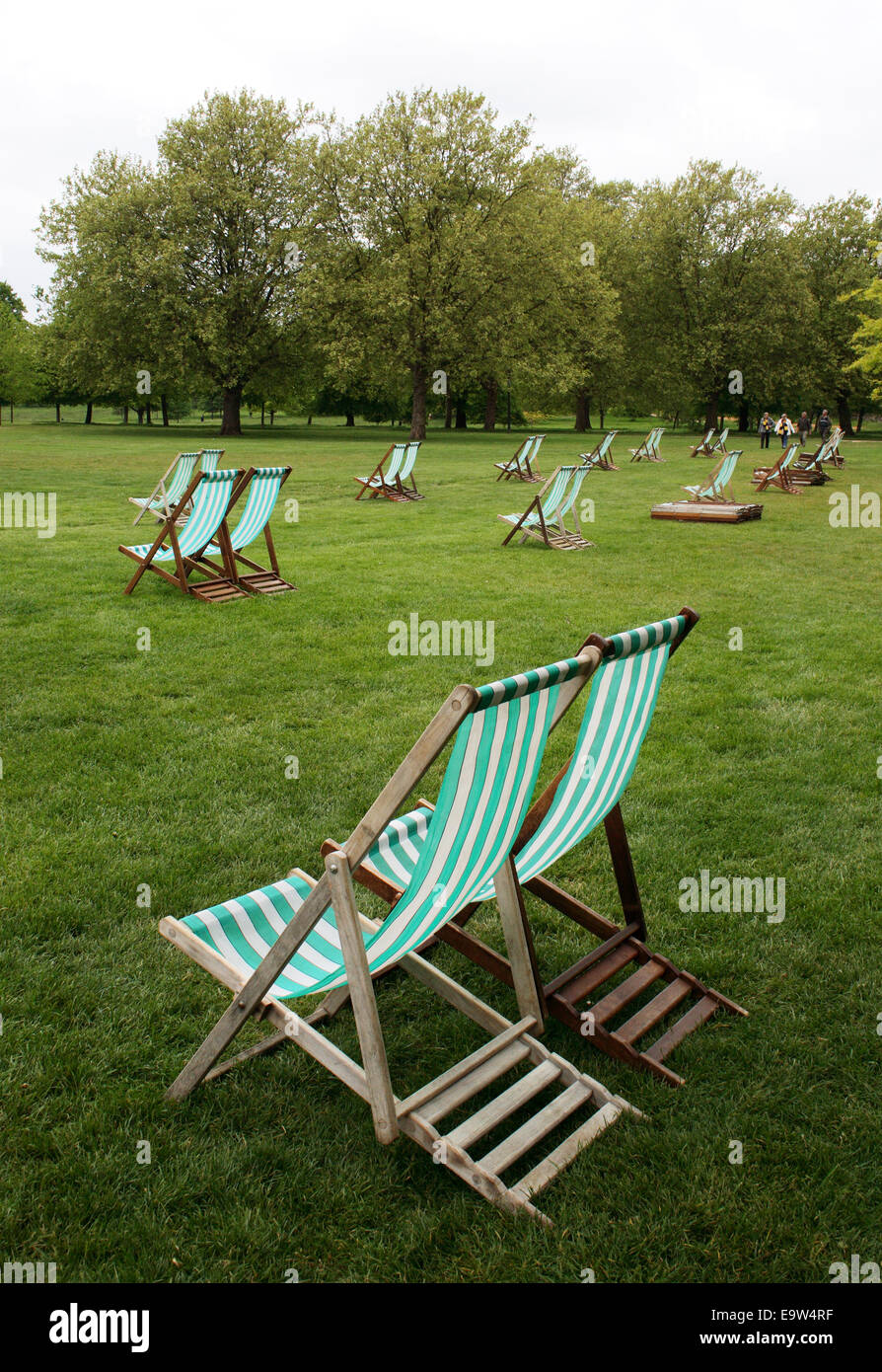 Deck chairs in Hyde Park, London, England Stock Photo Alamy