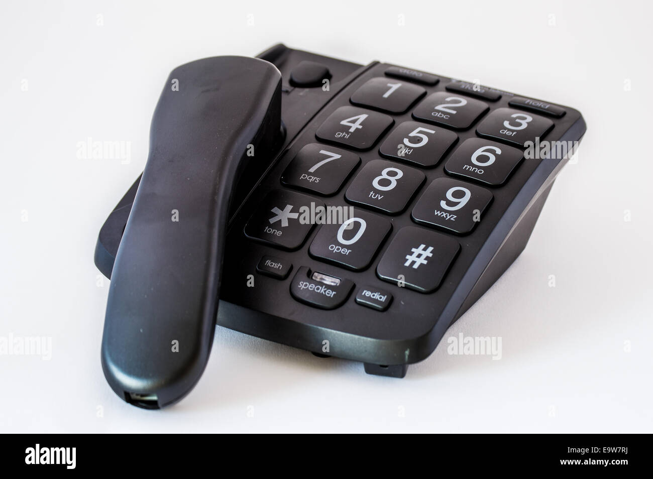 Black Big Button Telephone Stock Photo