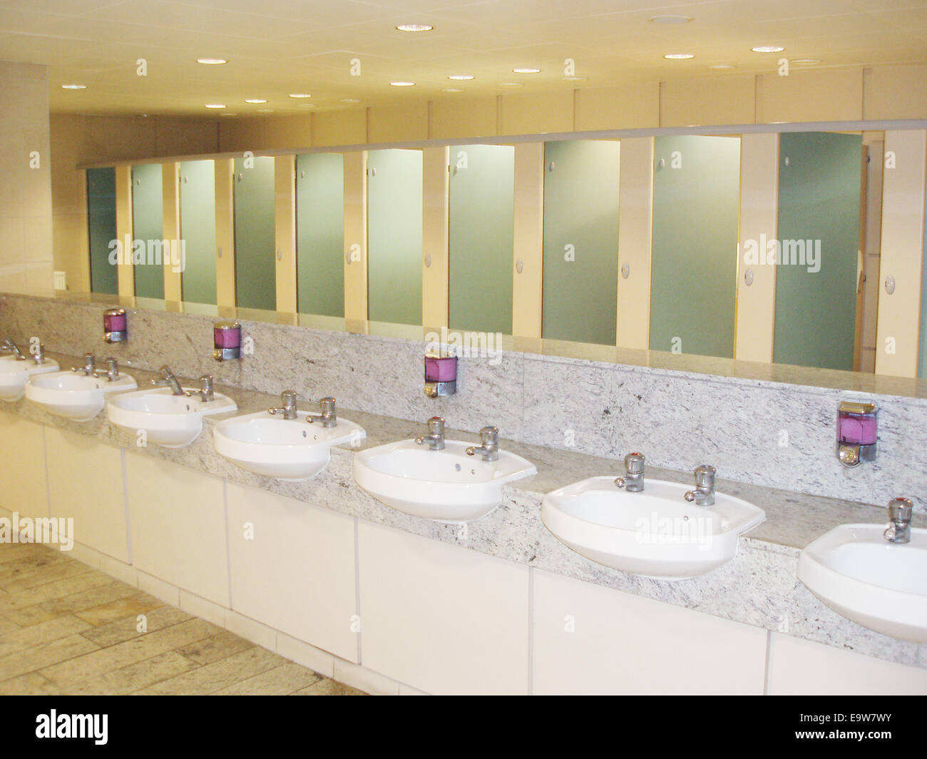 A row of sinks in a public restroom Stock Photo - Alamy
