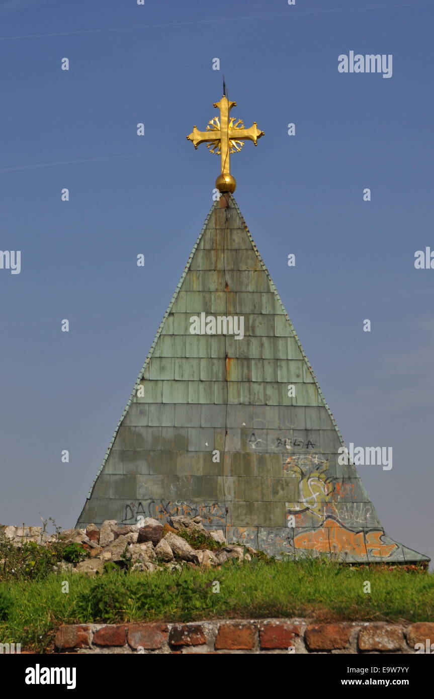 Golden Cross on Kalemegdan Fortress Belgrade, Serbia Stock Photo