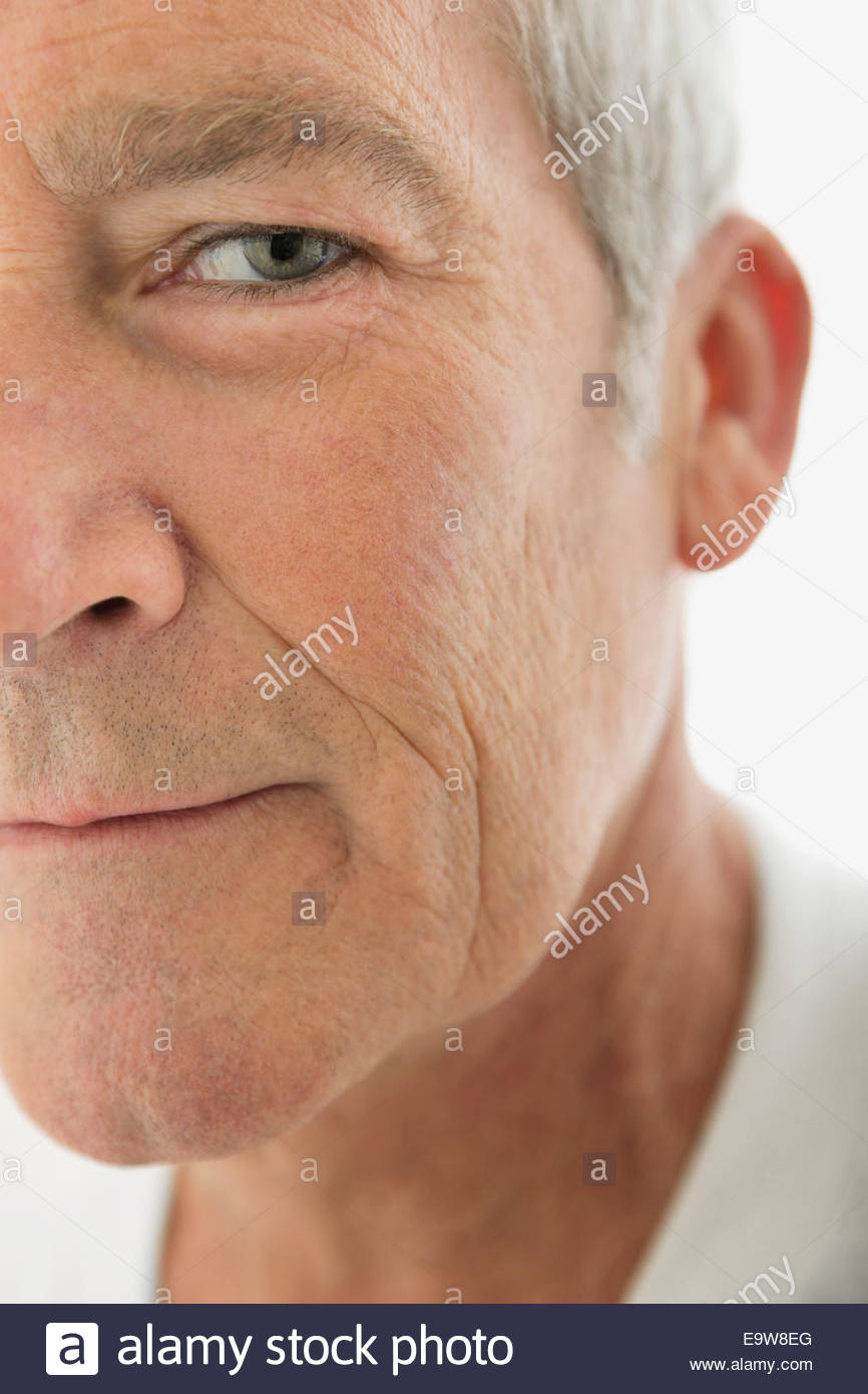 Close up portrait of serious senior man Stock Photo