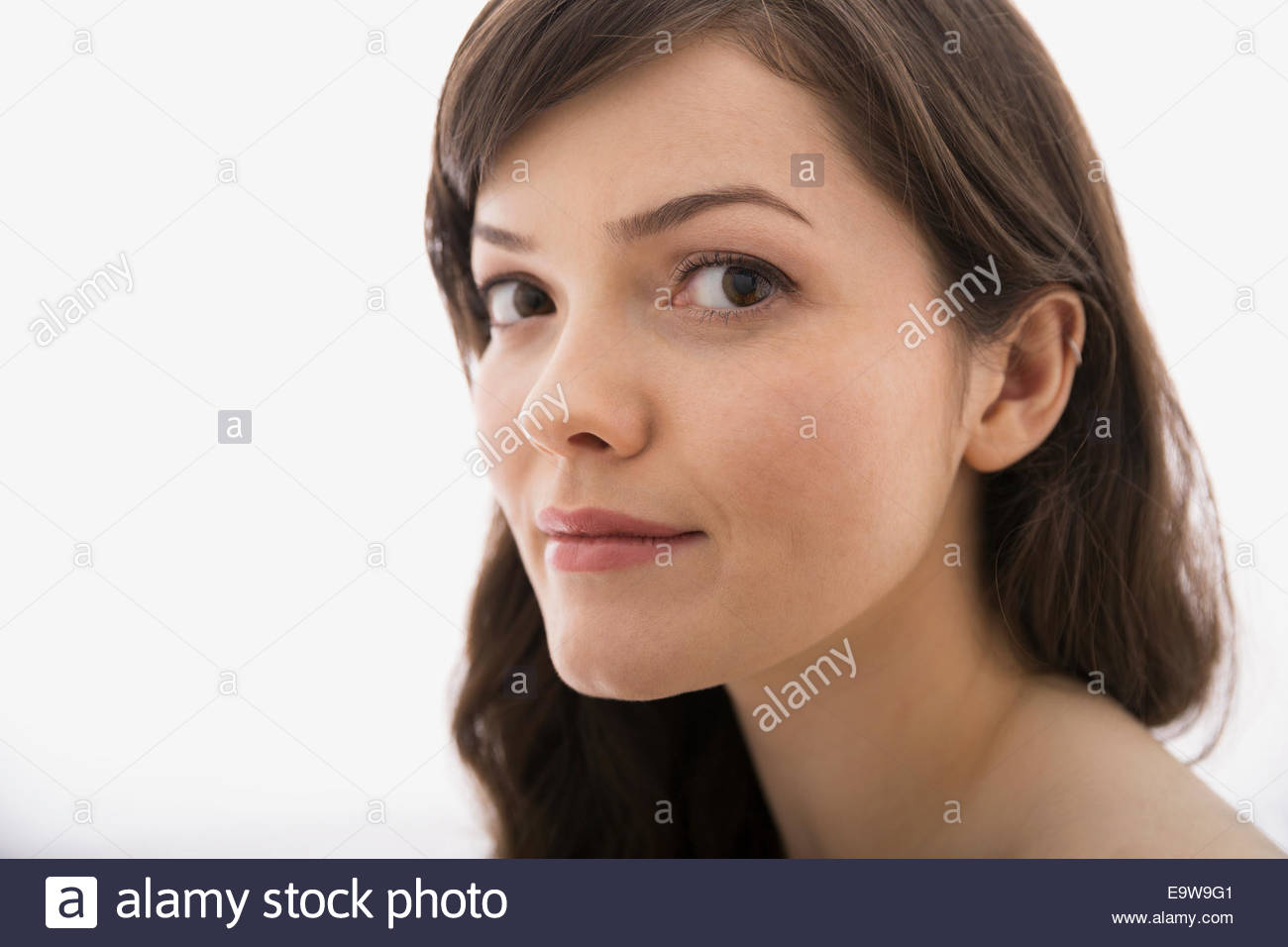 Close up portrait of confident brunette woman Stock Photo