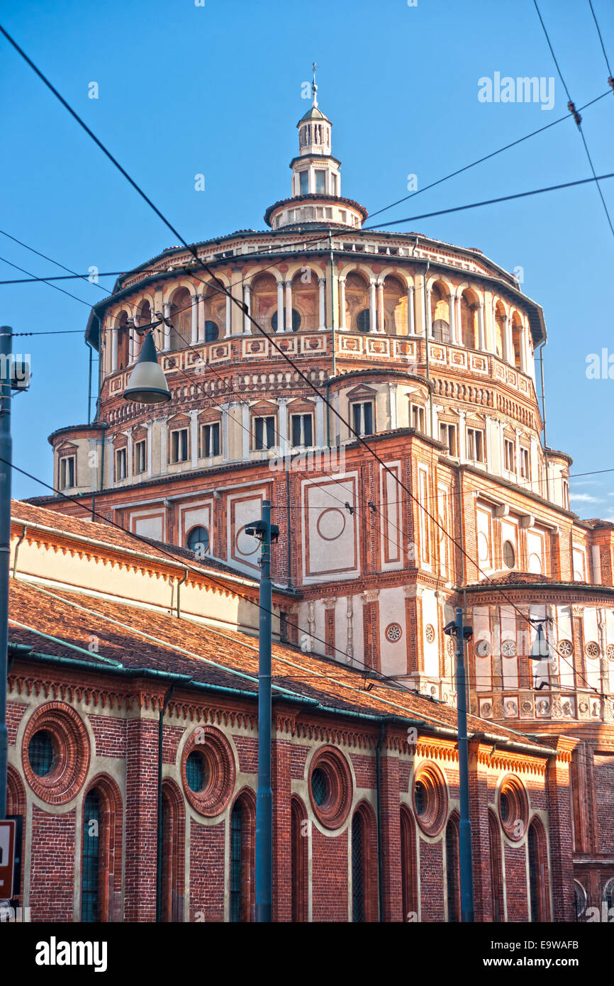 Church of Santa Maria delle Grazie, Milan, Italy, home of the famous 'Cenacolo' from Leonardo da Vinci. Stock Photo