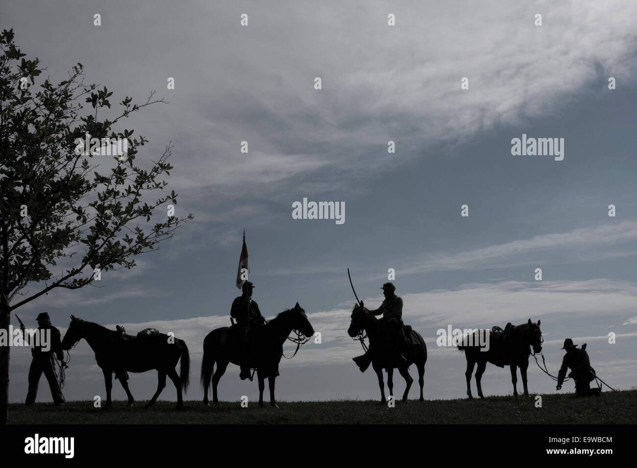 Civil War soldiers silhouette Stock Photo