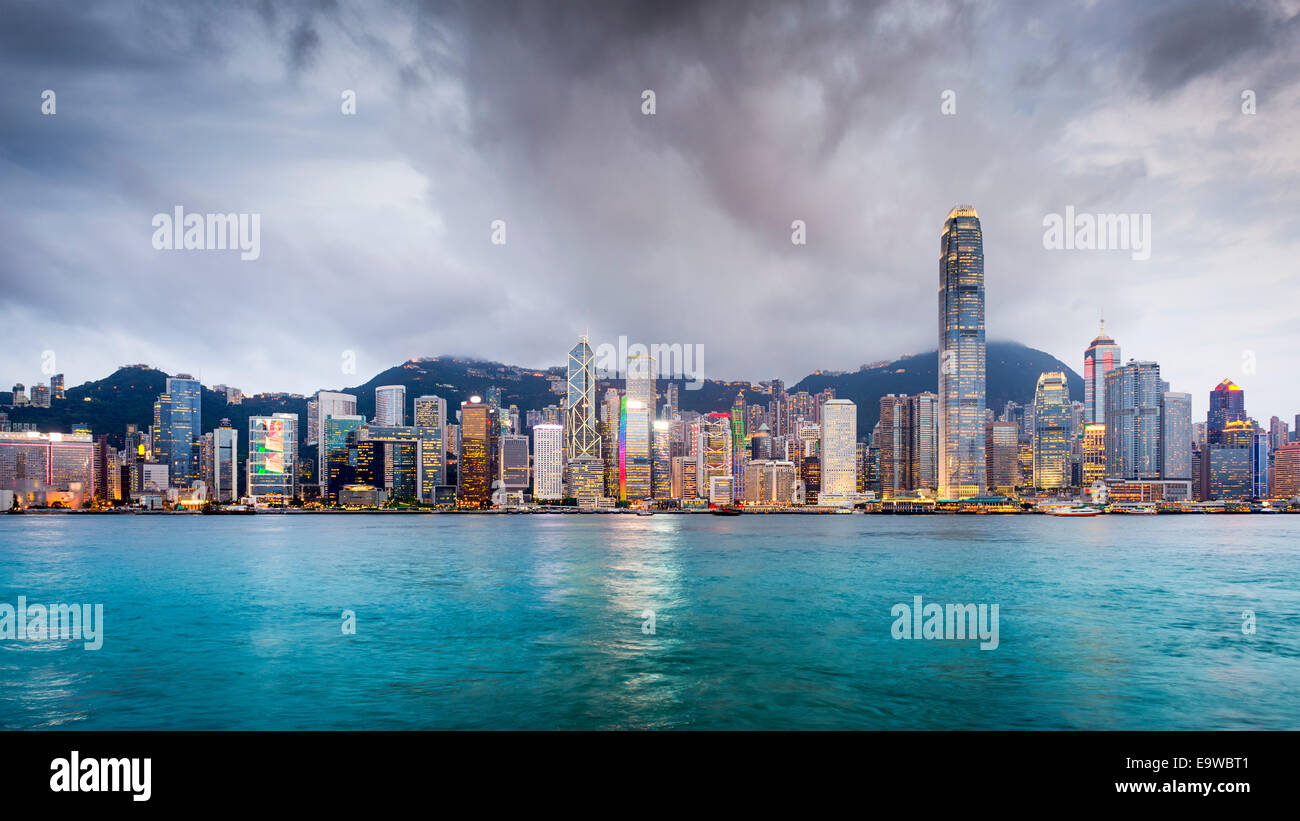 Hong Kong, China city skyline at Victoria Harbor. Stock Photo