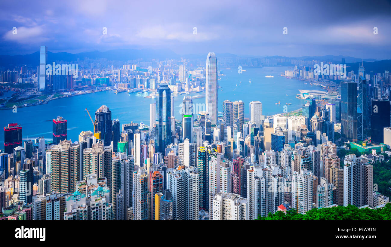 Hong Kong, China city skyline from the Peak. Stock Photo