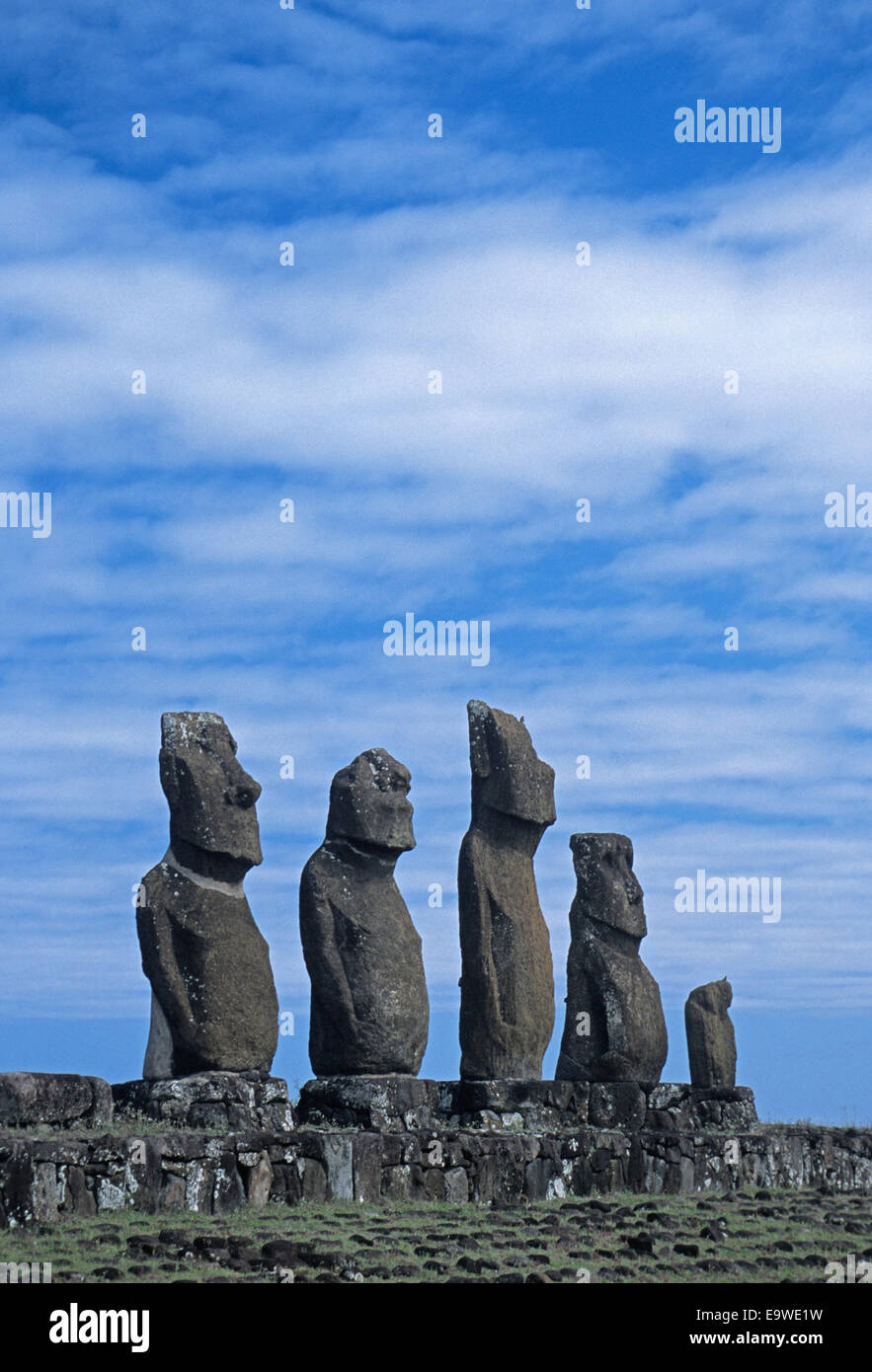 Ahu Tahai moai on Rapa Nui (Easter Island). Stock Photo