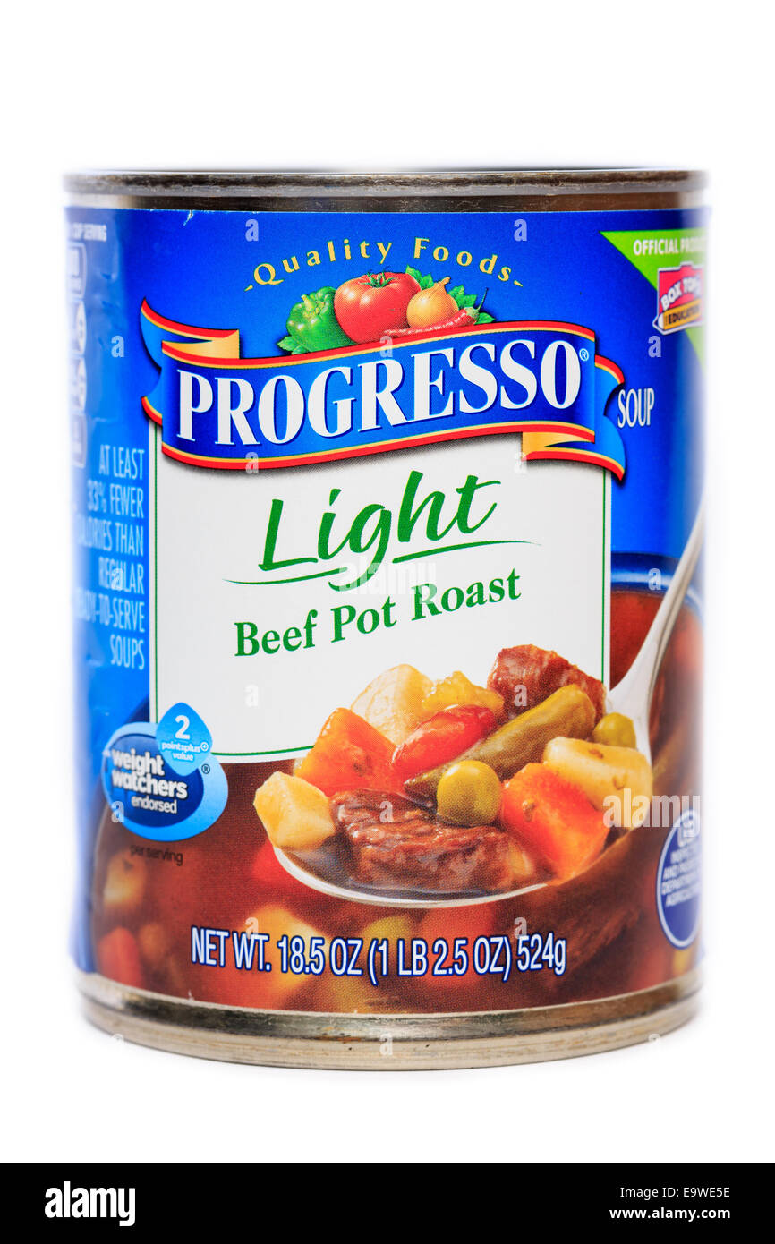Progresso Brand Light Beef Pot Roast Soup Stock Photo