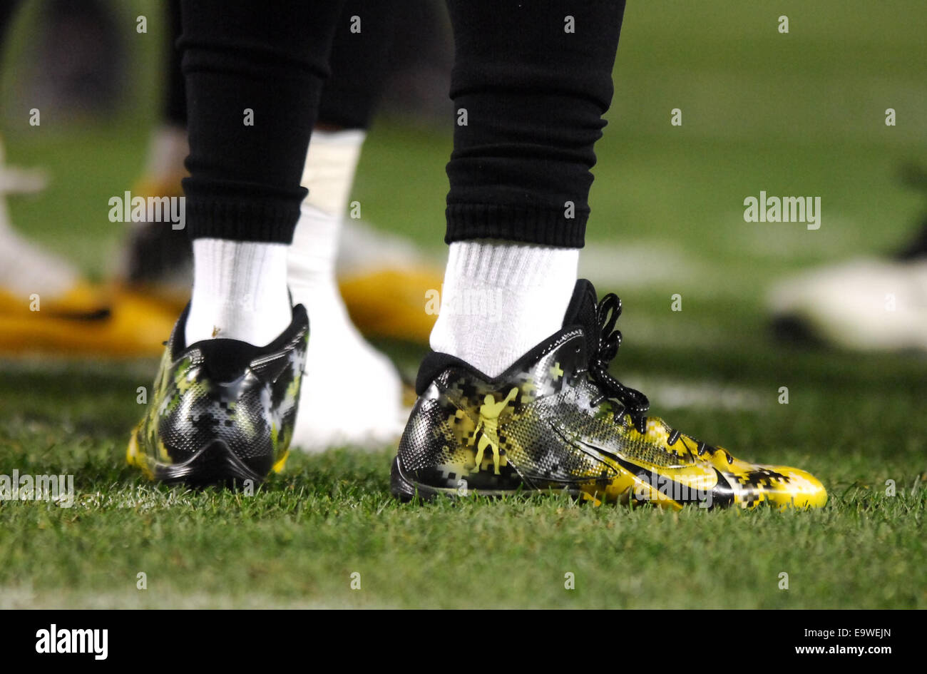 Pittsburgh, USA. 2nd November, 2014. Nov 2nd, 2014: Antonio Brown #84  custom shoes worn during the