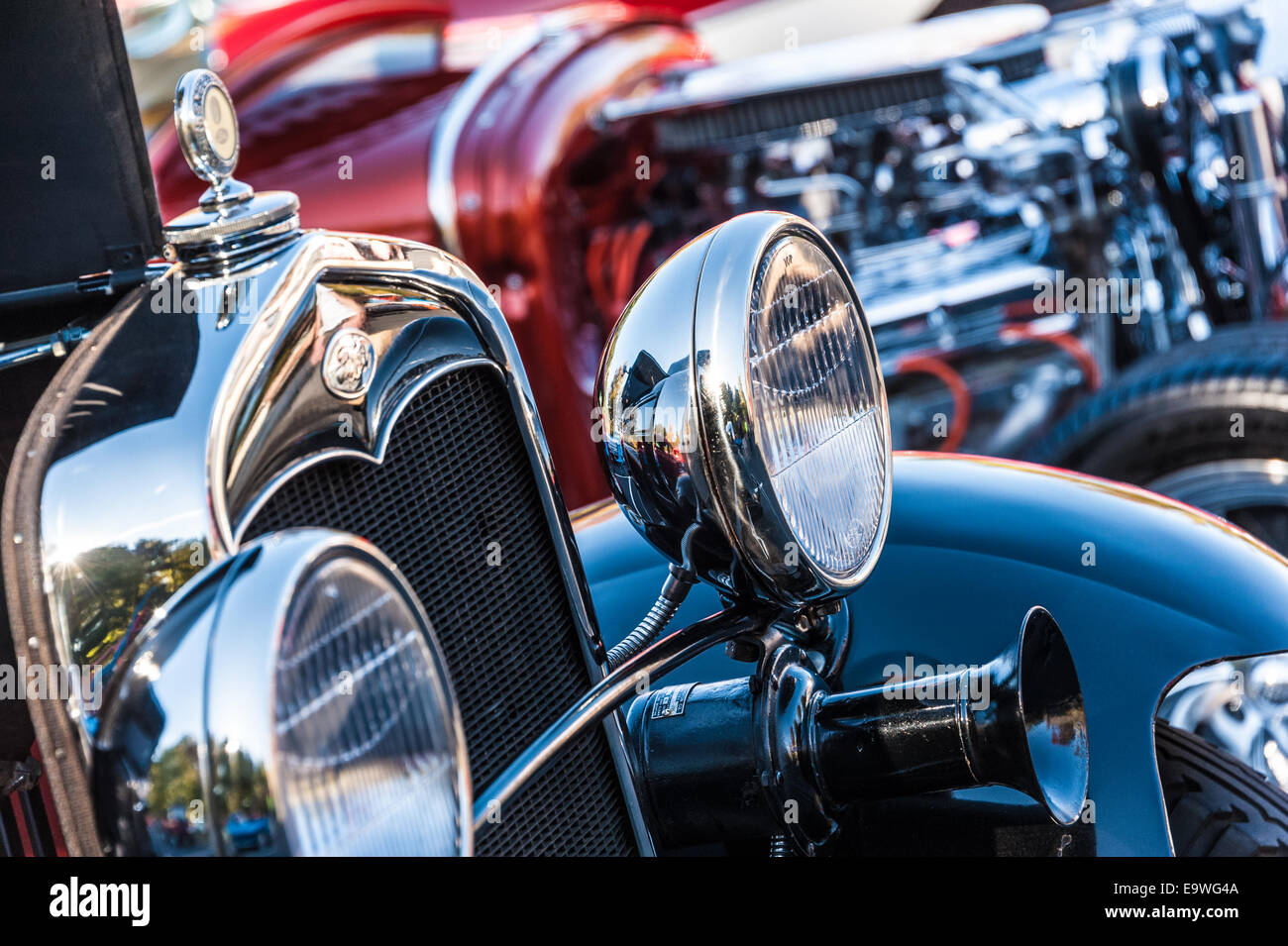 The classic car beauty of a restored Model A Ford at the Men of Grace