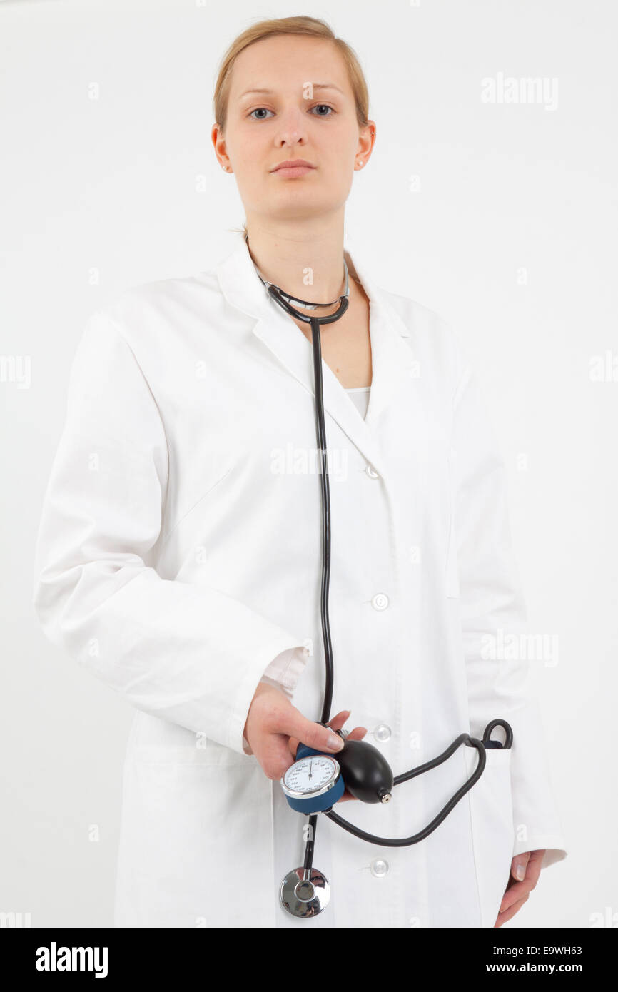 Young female doctor with stethoscope Stock Photo