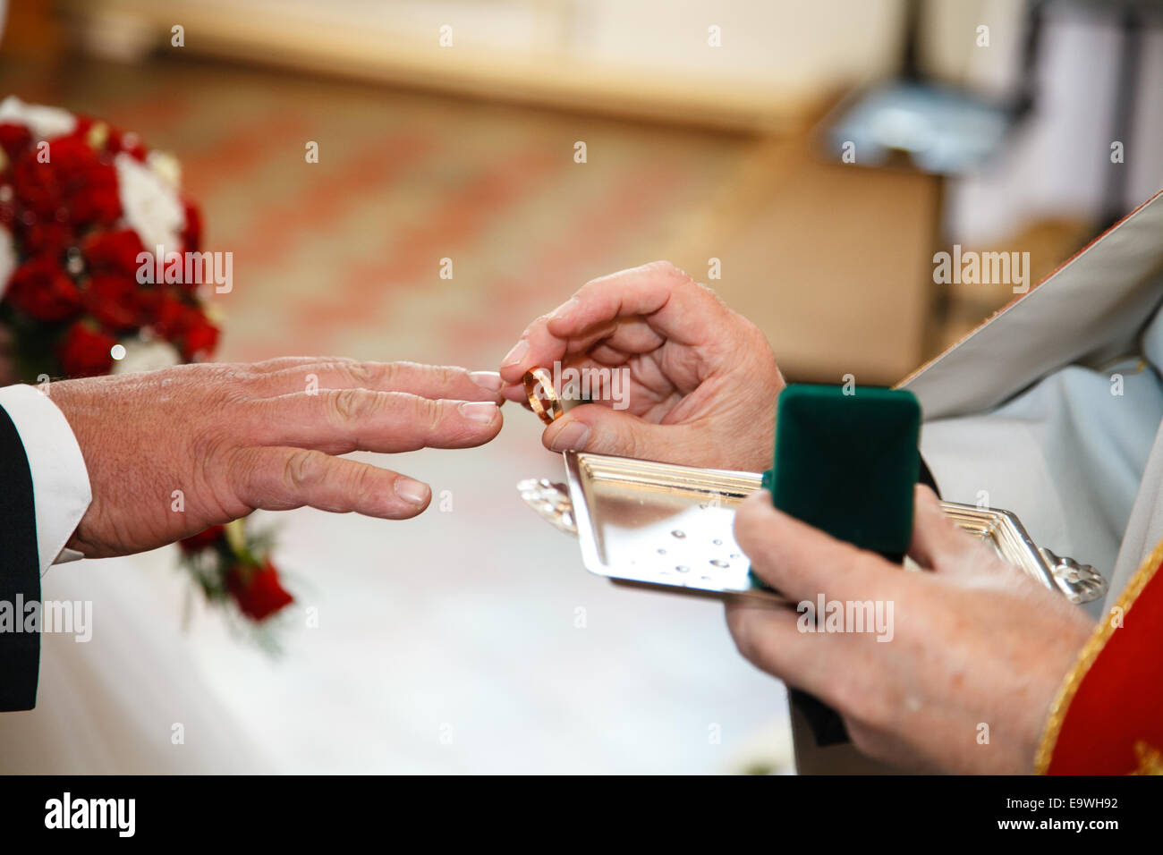 Wedding ring ceremony Stock Photo Alamy