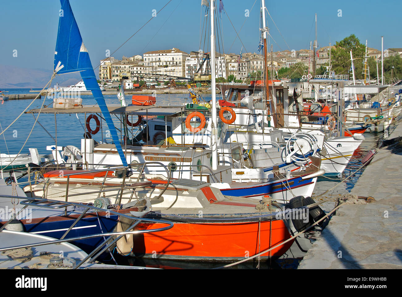 Small fishing boats in the harbor Stock Photo - Alamy
