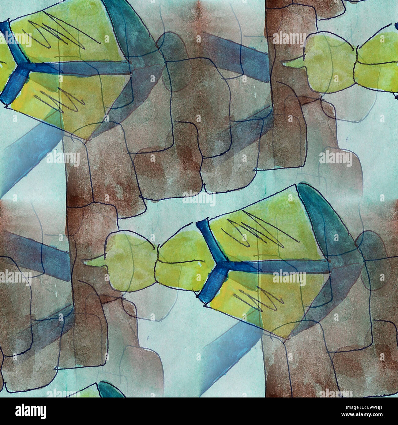 seamless dark blue, brown pattern watercolor texture background Stock ...