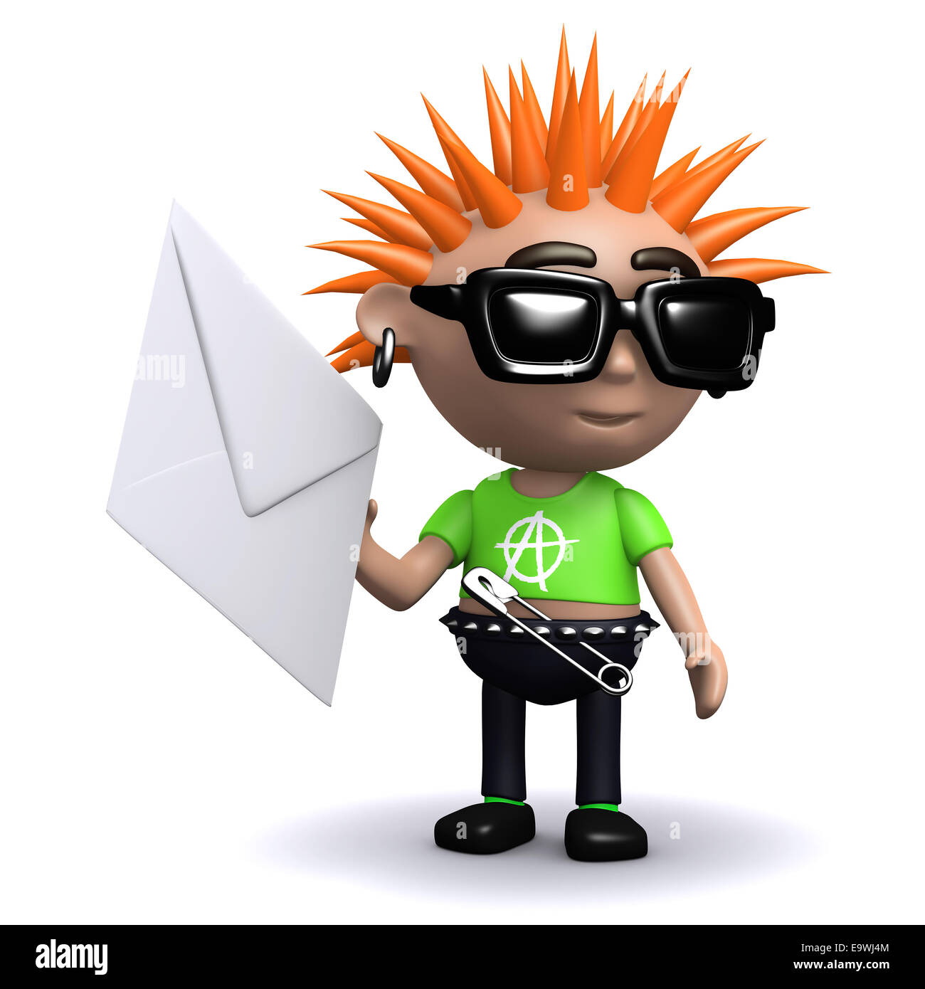 3d render of a punk holding an envelope Stock Photo - Alamy