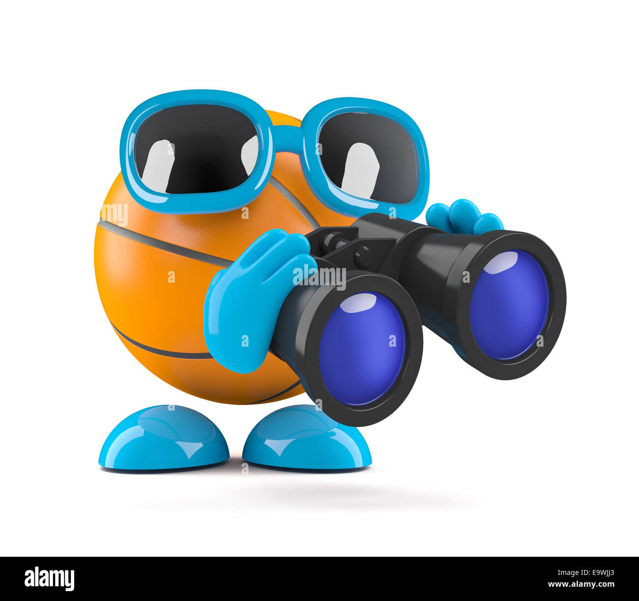 3d render of a basketball looking through binoculars Stock Photo Alamy