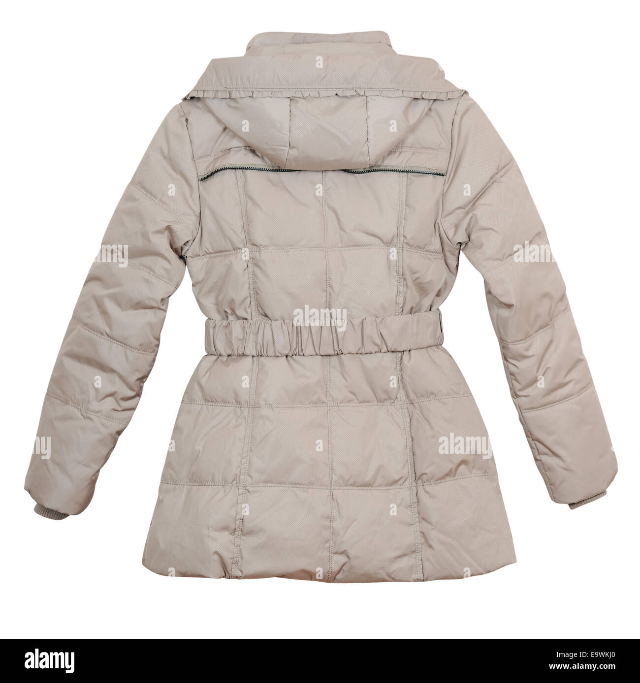 Women's lightweight Down jacket on a white background (rear view) Stock Photo