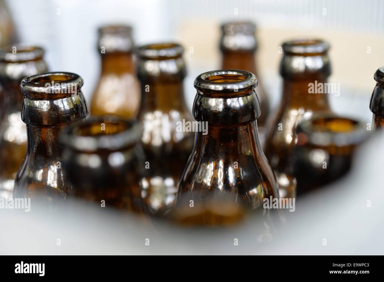 Empty beer bottles in case, Germany, 17. October 2014. Photo Frank May